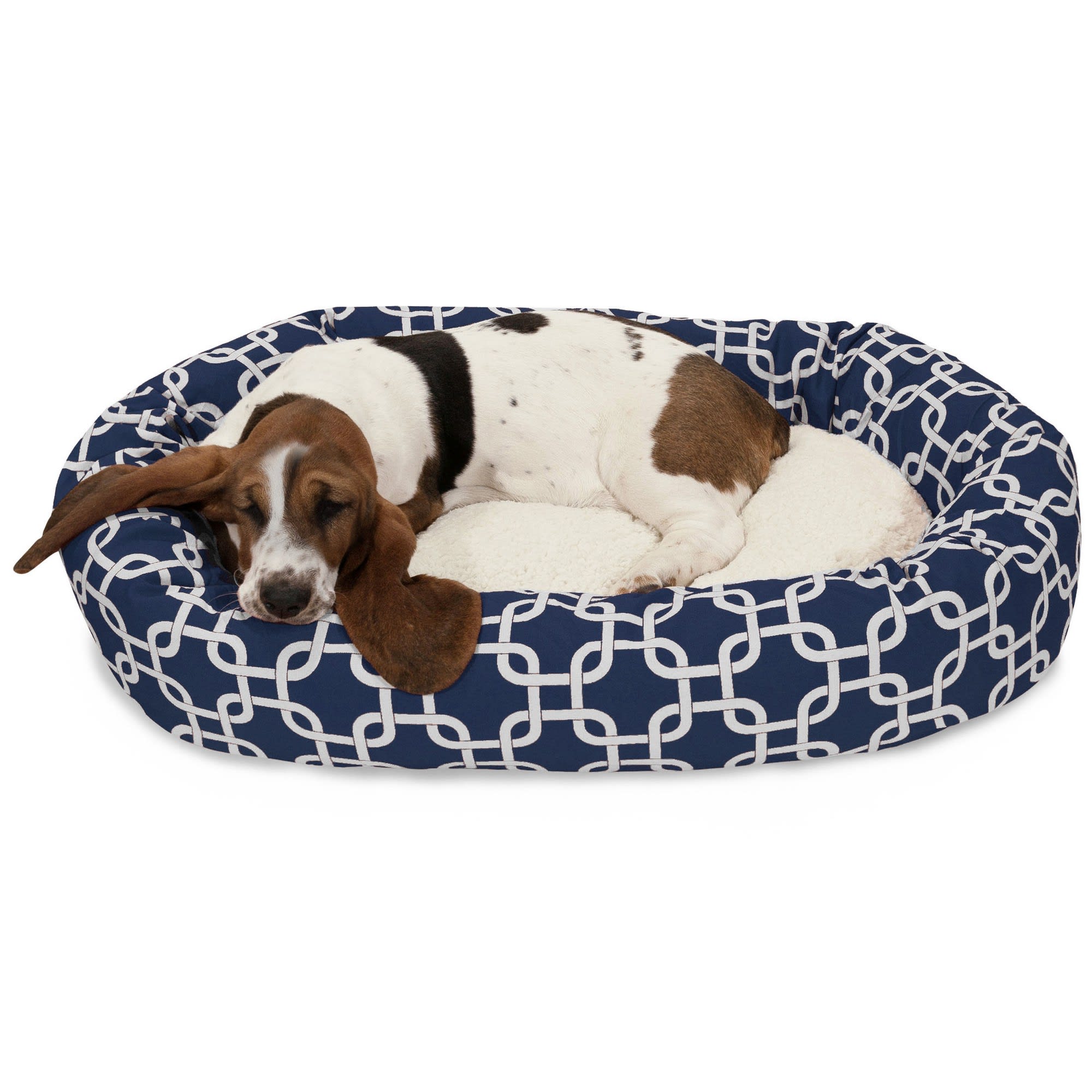 Photos - Bed & Furniture Majestic Pet Navy Blue Links Sherpa Bagel Dog Bed, 32" L x 23 