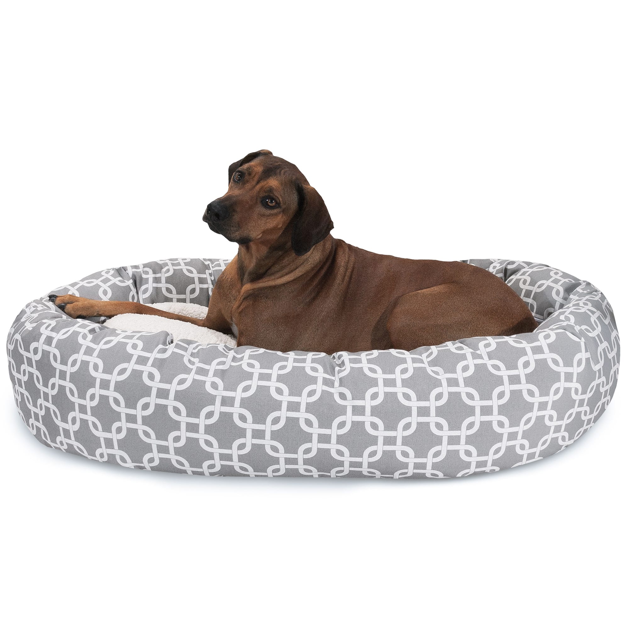 Photos - Bed & Furniture Majestic Pet Grey Links Sherpa Bagel Dog Bed, 52" L x 35" W, 