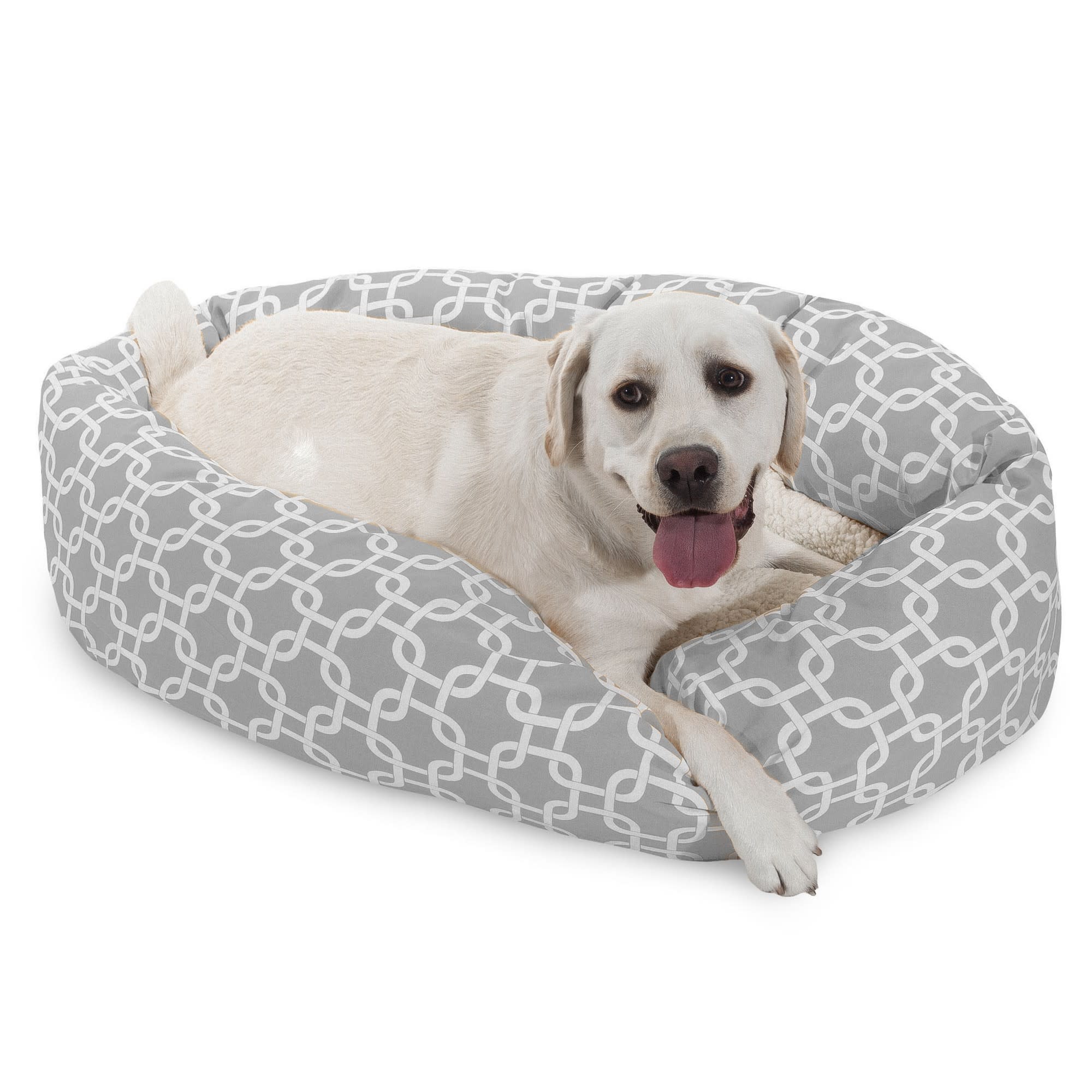 Photos - Bed & Furniture Majestic Pet Grey Links Sherpa Bagel Dog Bed, 40" L x 29" W, 