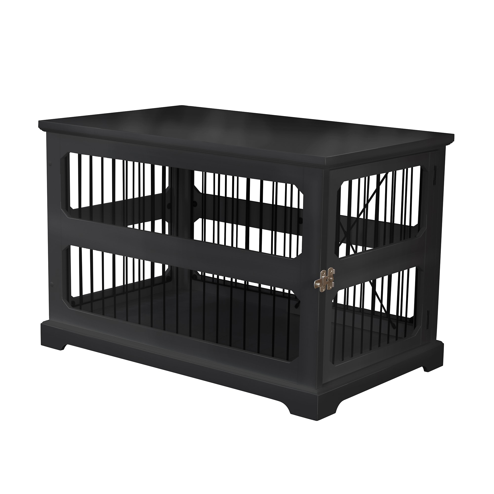Photos - Dog Kennel Zoovilla Zoovilla Slide Aside Crate And End Table In Black, 35.43"L X 21.6