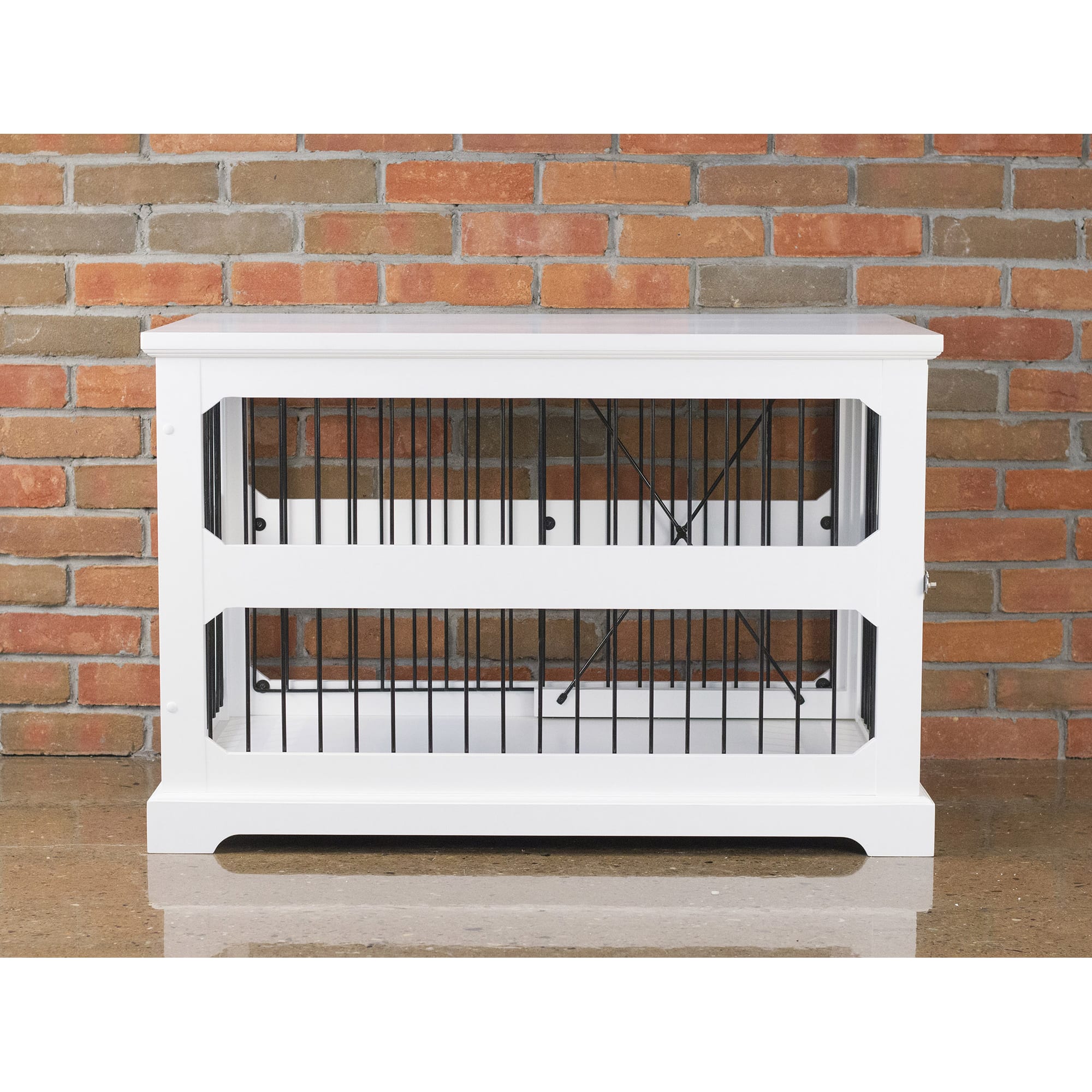 Photos - Dog Kennel Zoovilla Zoovilla Slide Aside Crate And End Table In White, 35.43"L X 21.6
