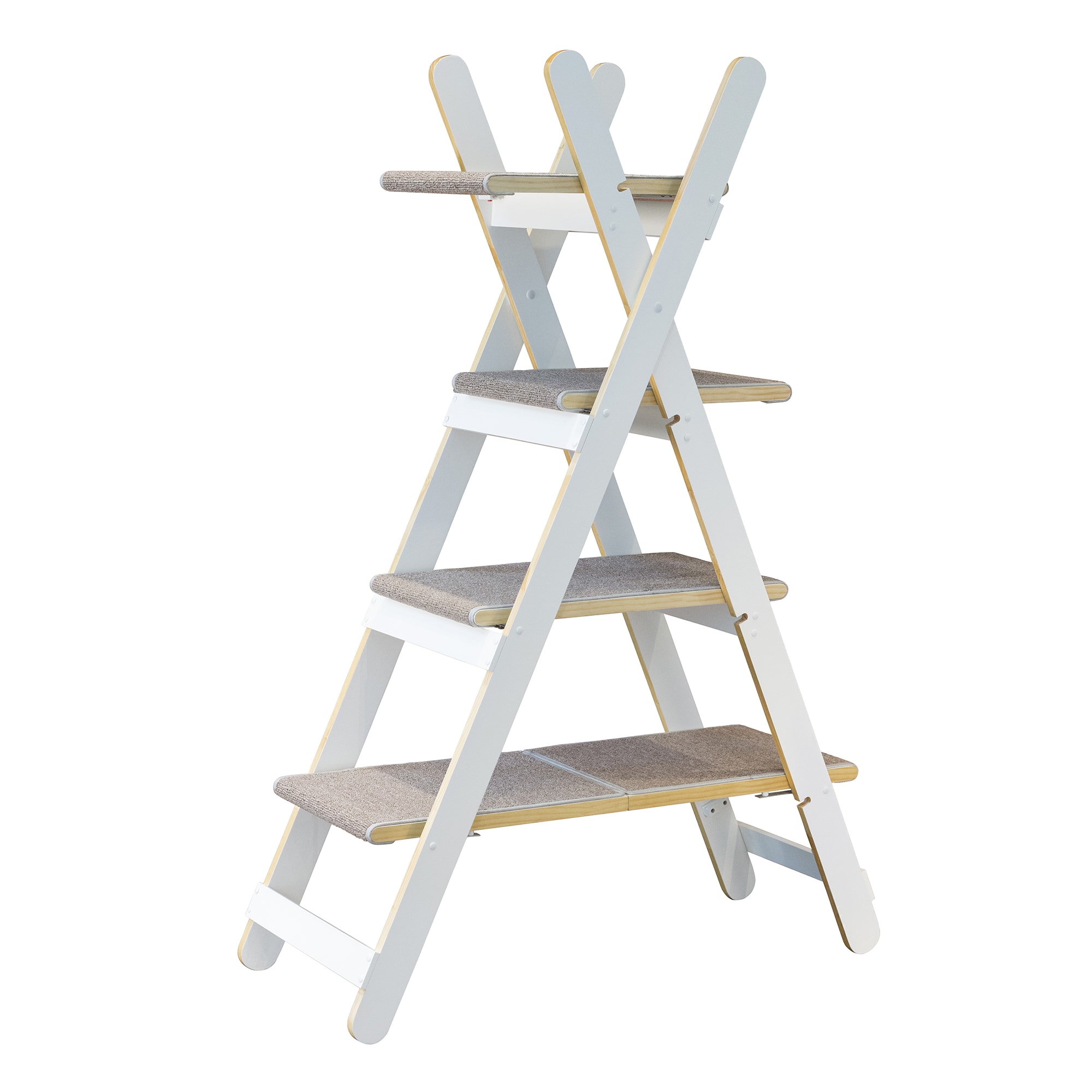 Photos - Other for Cats Zoovilla Zoovilla Modern Folding Cat Tree, 60.24" H, 34.17 LB, White / Nat