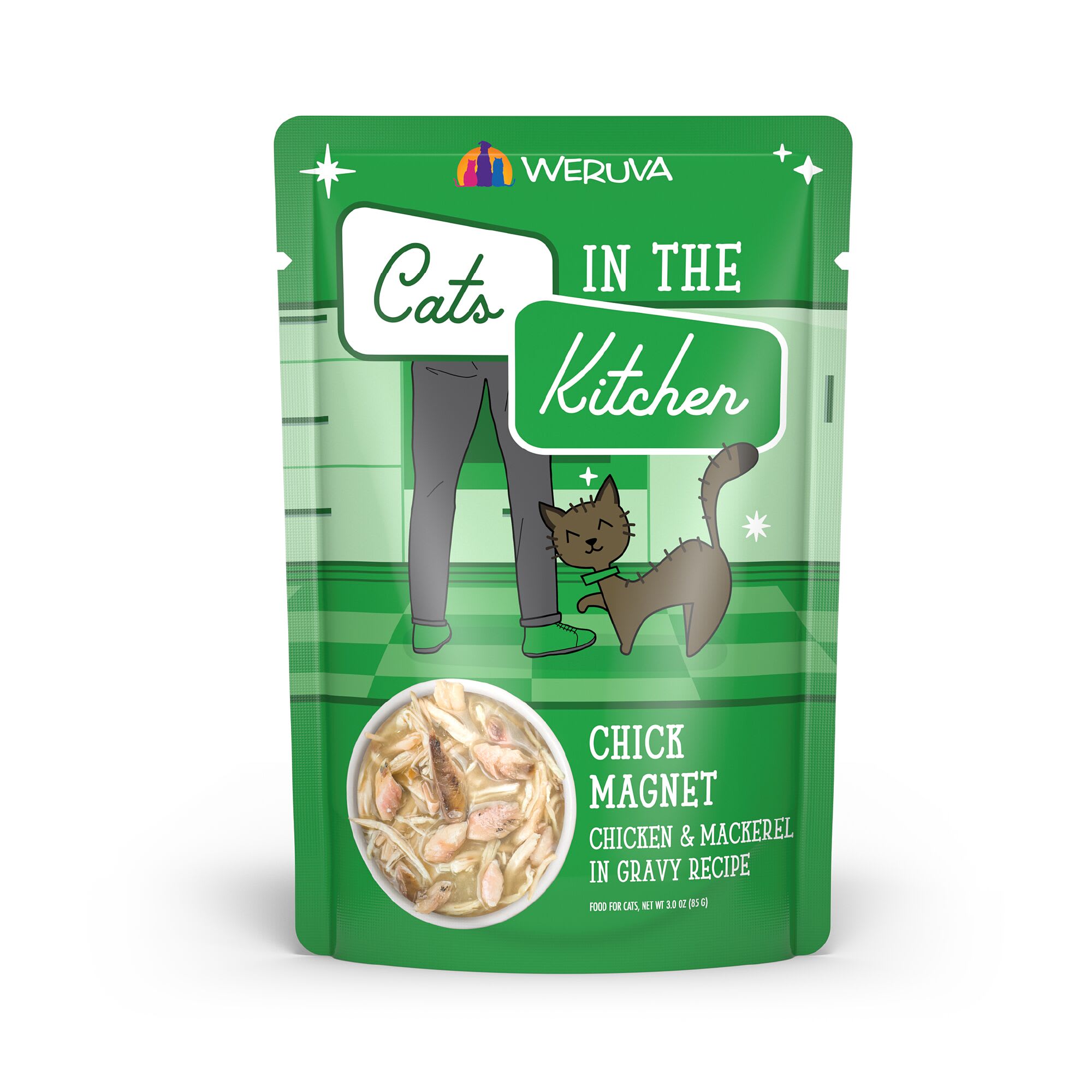 Cats in the Kitchen Originals Chick Magnet Chicken & Mackerel in Gravy Recipe Wet Cat Food, 3 oz., Case of 12, 12 X 3 OZ