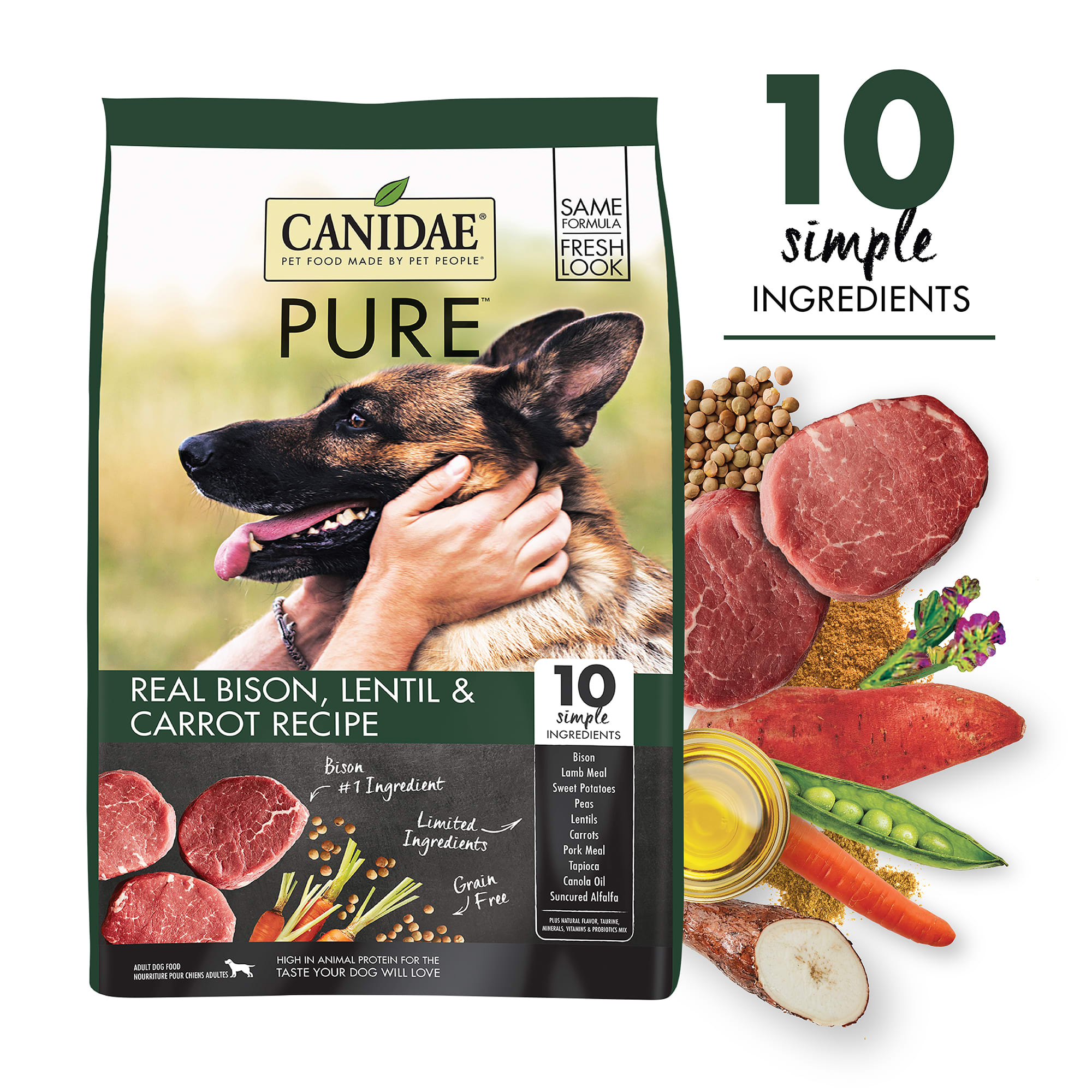 Photos - Dog Food Canidae Pure Real Bison, Lentil & Carrot Recipe Dry , 10 l 