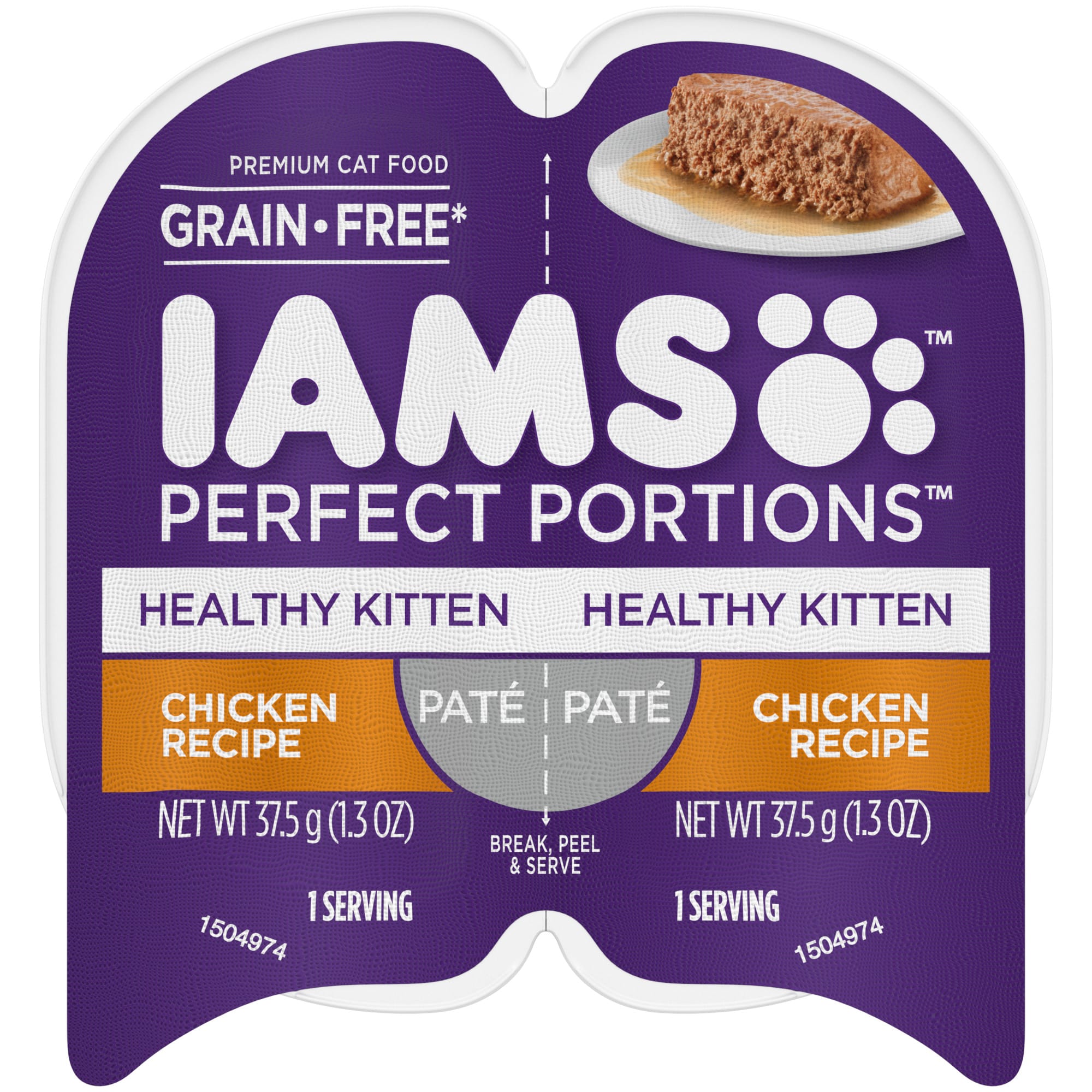 Photos - Cat Food IAMS Perfect Portions Grain Free Healthy Kitten Chicken Recipe Pate A 