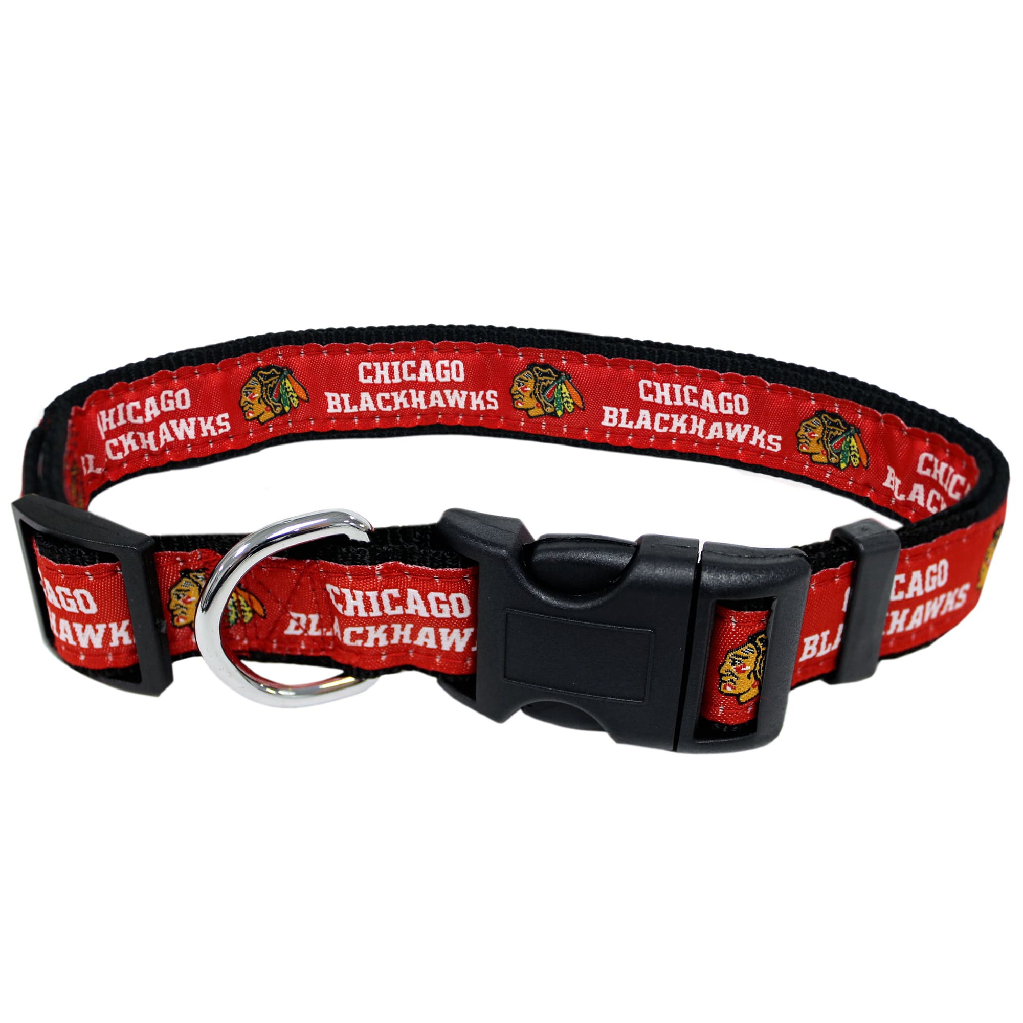 Photos - Collar / Harnesses Pets First Chicago Blackhawks Dog Collar, Large, Multi-Color BH 