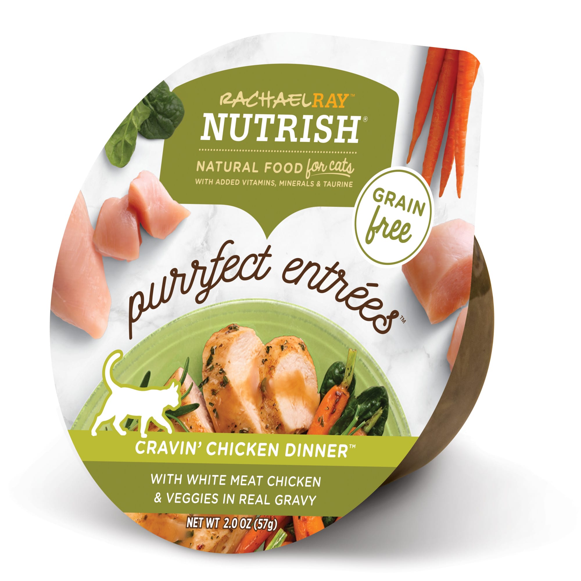 (12 pack) Rachael Ray Nutrish Purrfect Entrees Grain Free Natural Wet Cat Food Cravin' Chicken Dinner with White Meat Chicken & Veggies in Real Gravy, 2 oz