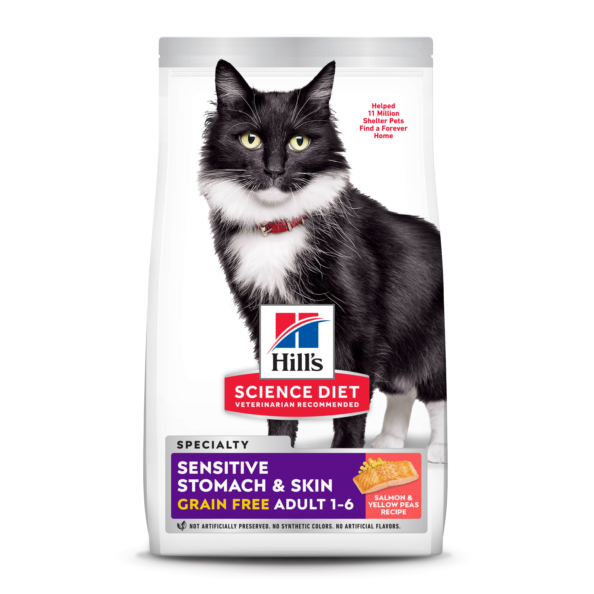 Hill s Science Diet Adult Sensitive Stomach & Skin Grain Free Dry Cat Food  Salmon & Yellow Pea Recipe  13 lb Bag