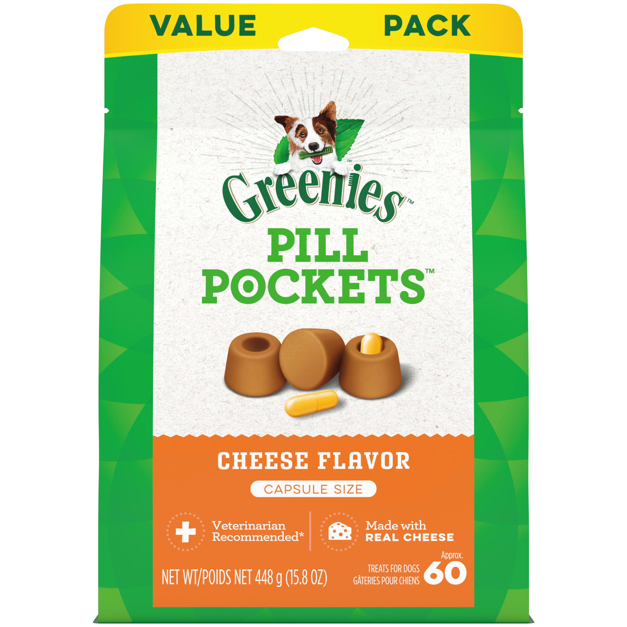 Photos - Other Pet Supplies Greenies Pill Pockets Cheese Flavor Capsule Size Natural Soft Dog 