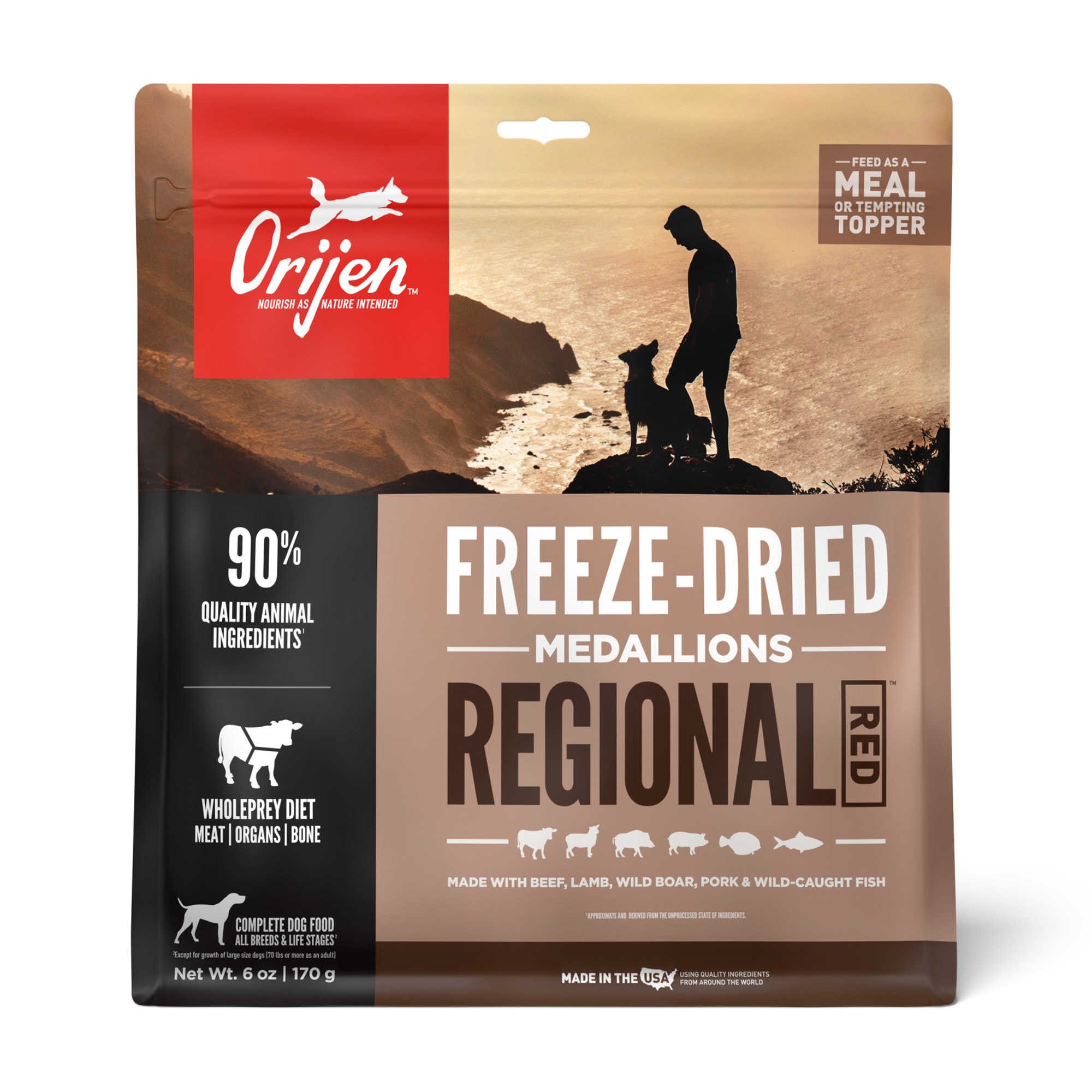 UPC 064992171704 product image for ORIJEN Grain Free High Protein Premium Raw Meat Regional Red Freeze Dried Dog Fo | upcitemdb.com