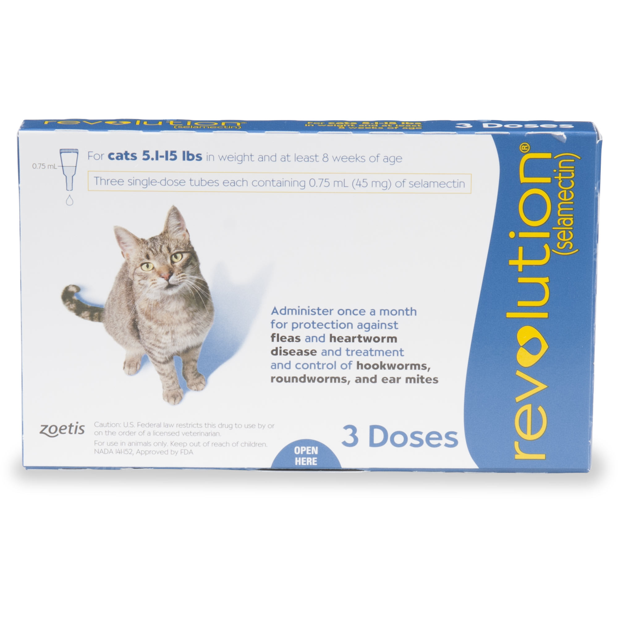 Photos - Dog Medicines & Vitamins Revolution Topical Solution for Cats 5.1-15 lbs, 3 Month Supply 