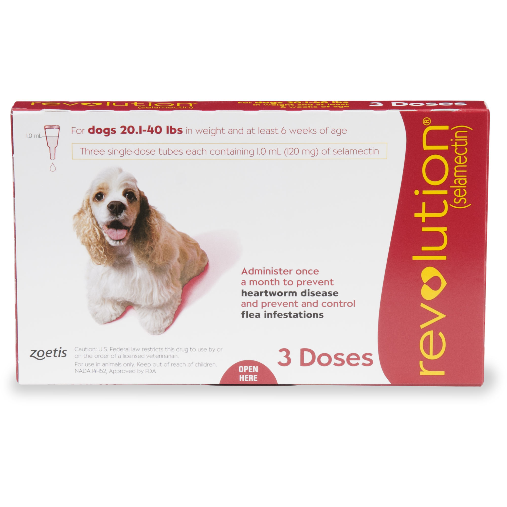 Photos - Dog Medicines & Vitamins Revolution Topical Solution for Dogs 20.1-40 lbs, 3 Month Suppl 