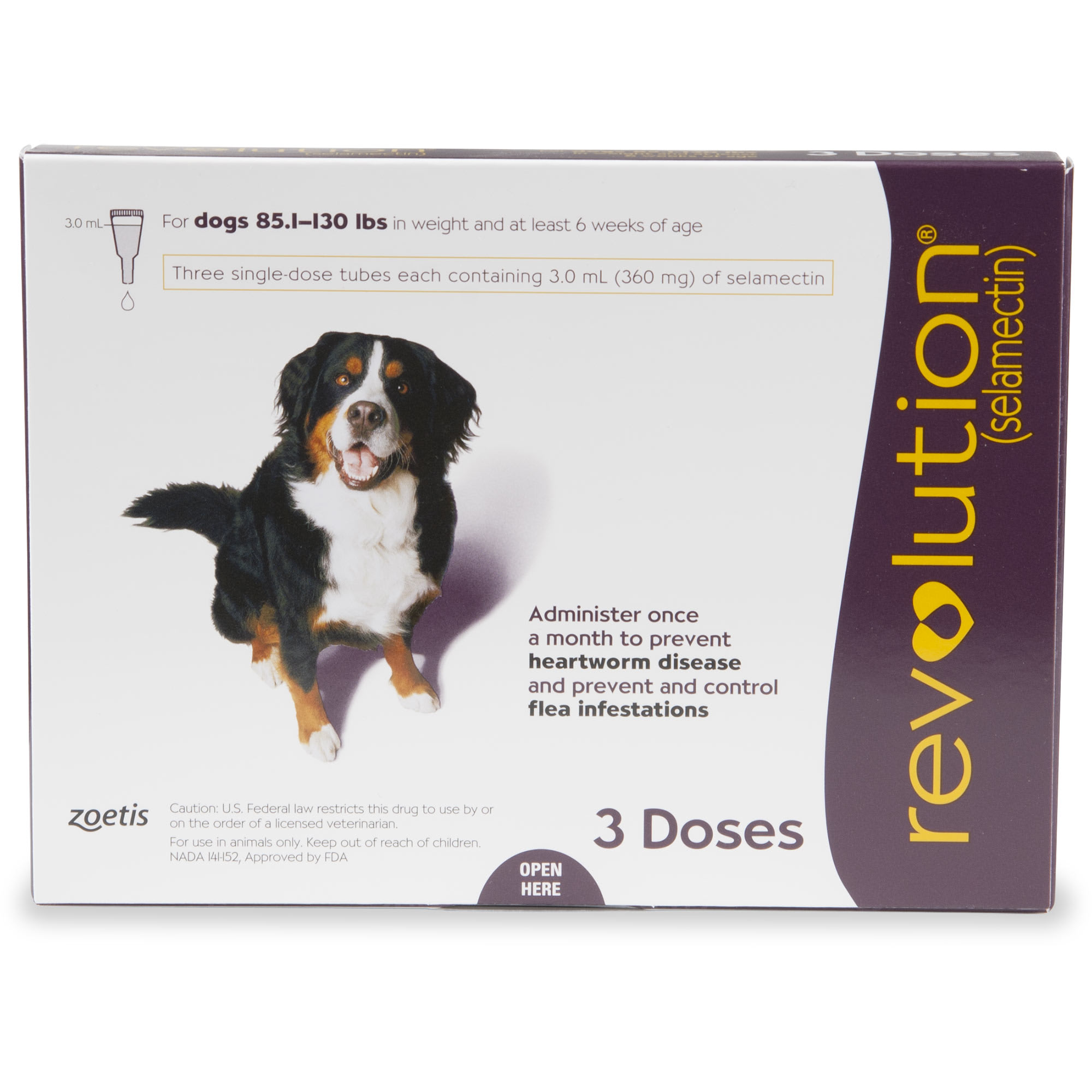 Photos - Dog Medicines & Vitamins Revolution Topical Solution for Dogs 85-130 lbs, 3 Month Supply 