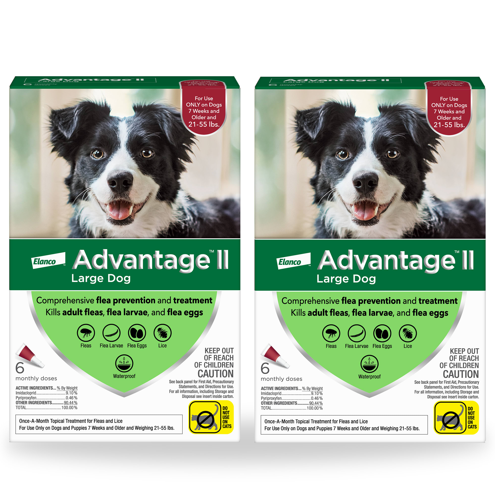 Advantage II Bayer Once-A-Month Topical Flea Treatment for Dogs & Puppies 21 to 55 lbs., 2 Packs of 6, 12 CT -  81520291KIT