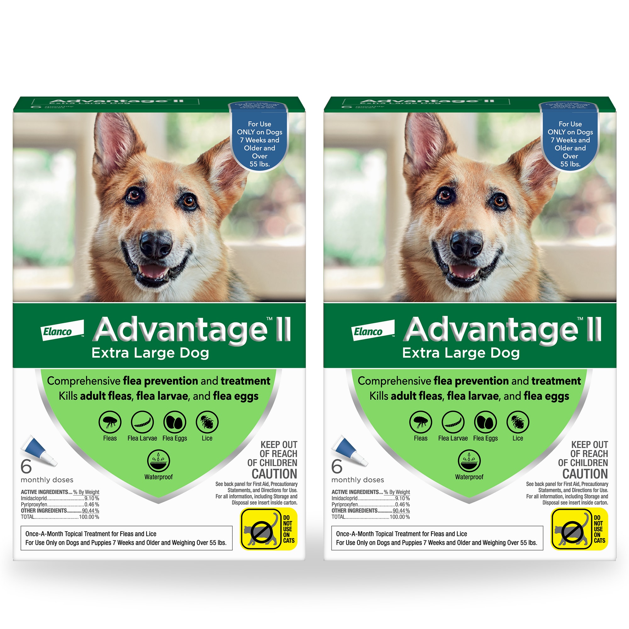 Advantage II Bayer Once-A-Month Topical Flea Treatment for Dogs & Puppies Over 55 lbs., 2 Packs of 6, 12 CT -  81520321KIT