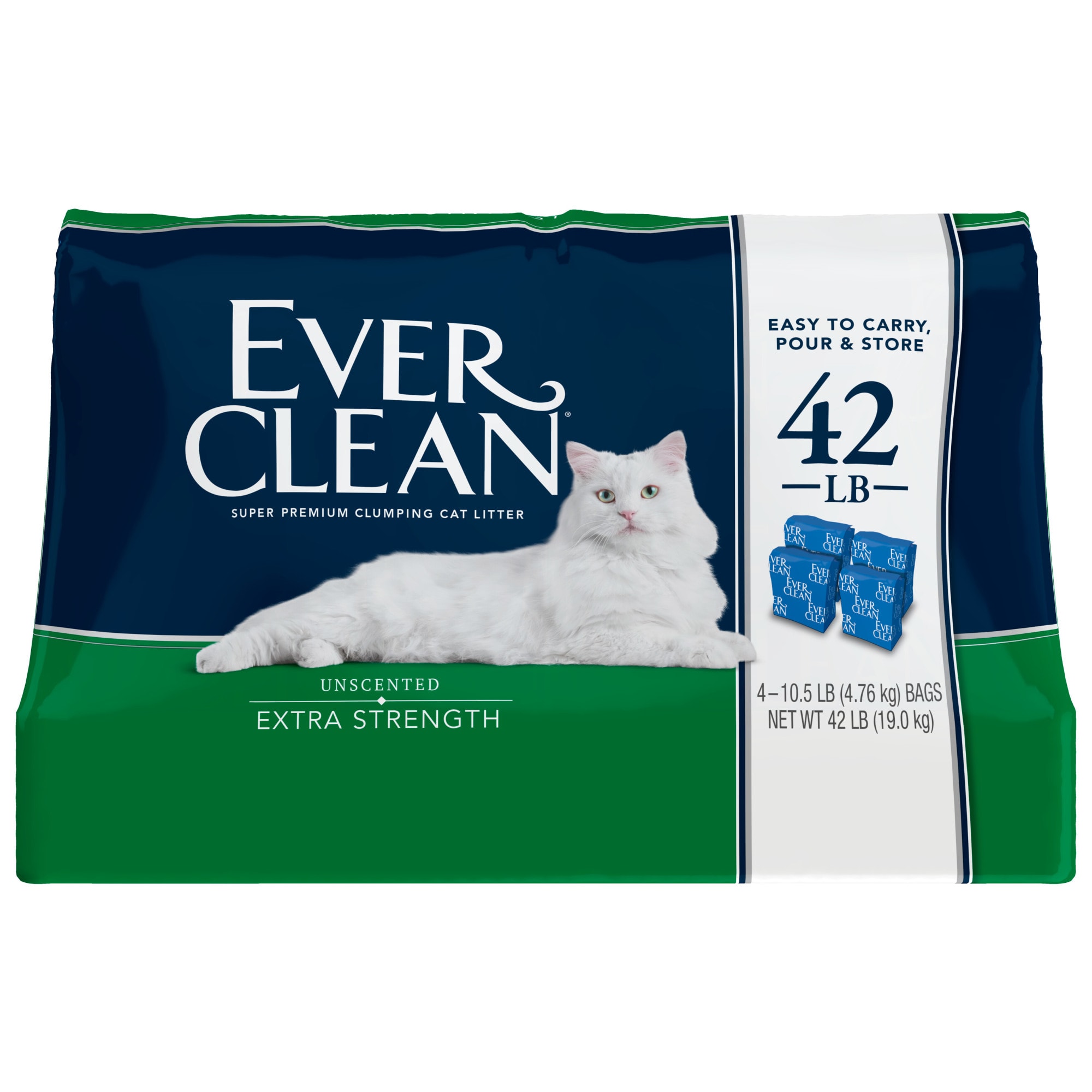 UPC 091854010123 product image for Ever Clean Extra Strength Unscented Clumping Cat Litter, 42 lbs. | upcitemdb.com