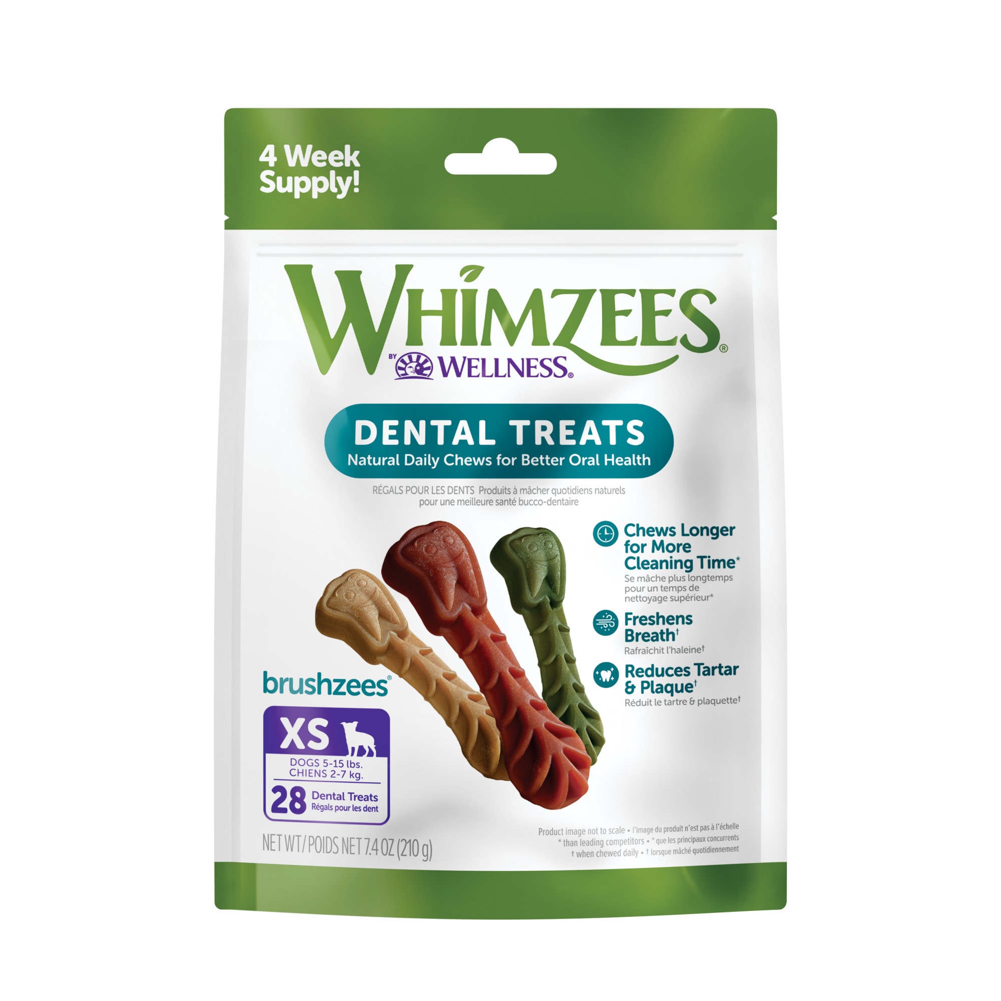 Photos - Dog Food Whimzees Natural Grain Free Daily Dental X-Small Dog Treats, 7.4 