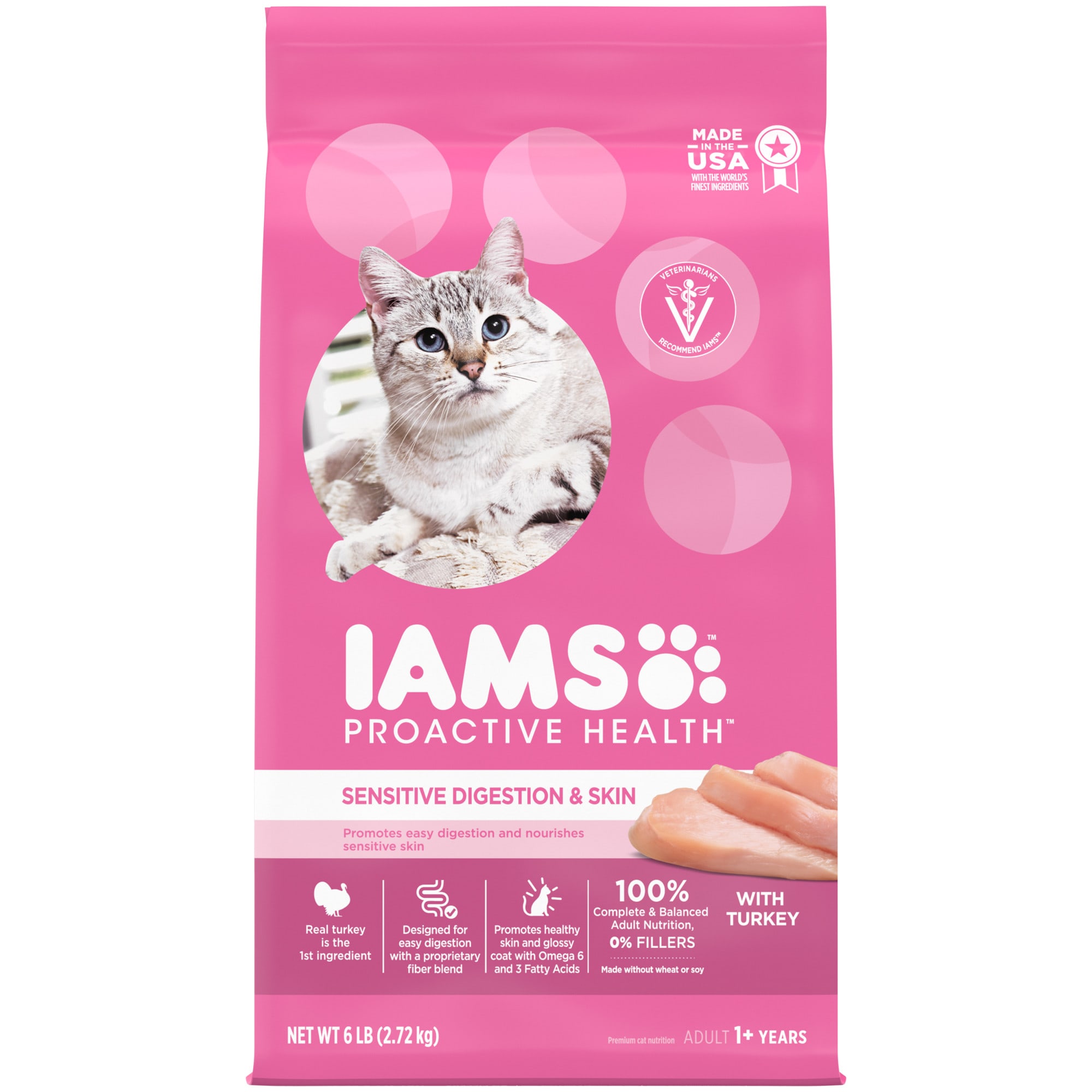 UPC 019014805112 product image for Iams ProActive Health Sensitive Digestion & Skin Turkey Adult Dry Cat Food, 6 lb | upcitemdb.com