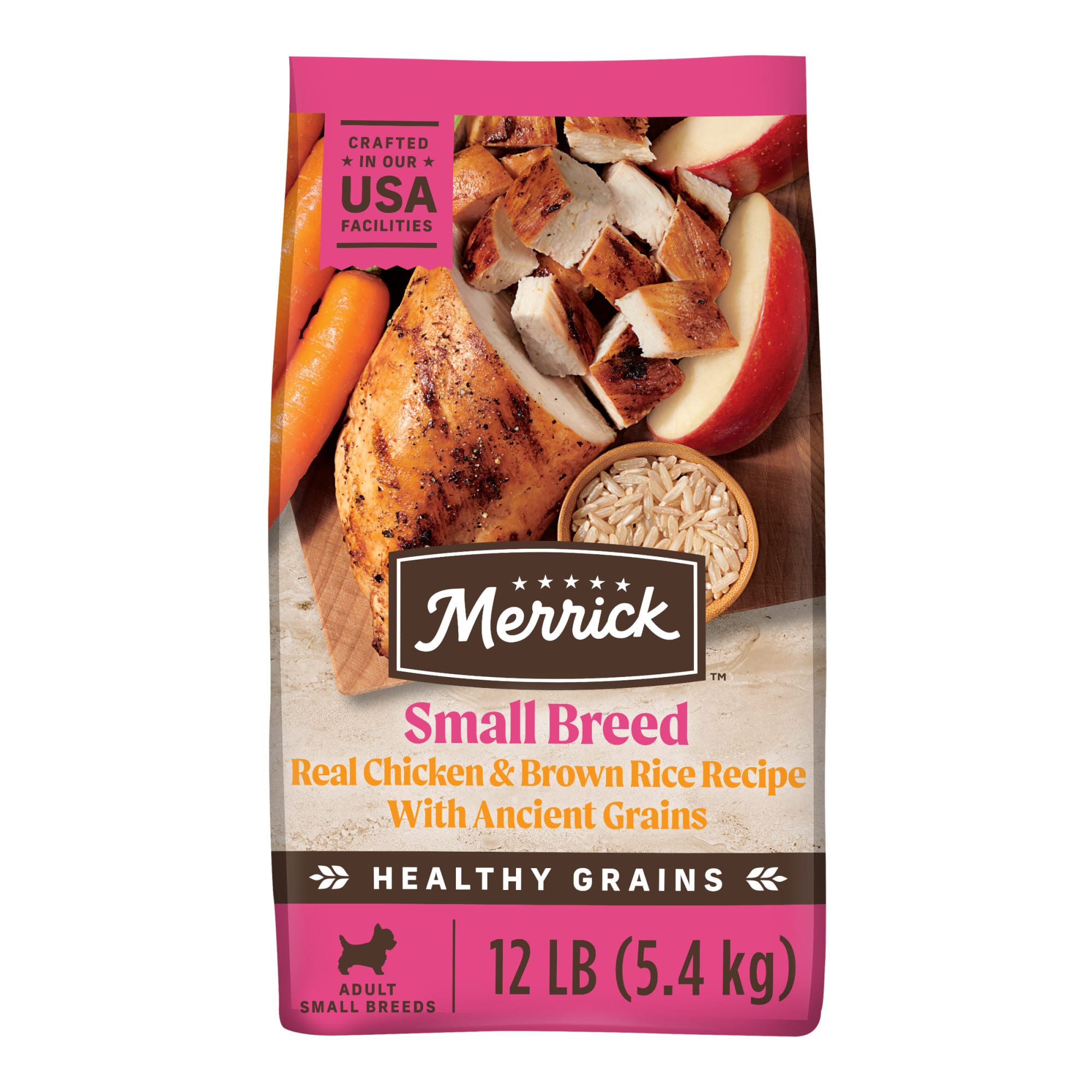 Merrick Healthy Grains Wholesome and Natural Kibble Small Breed Recipe Premium Dry Dog Food for Small Dogs 12 lbs.