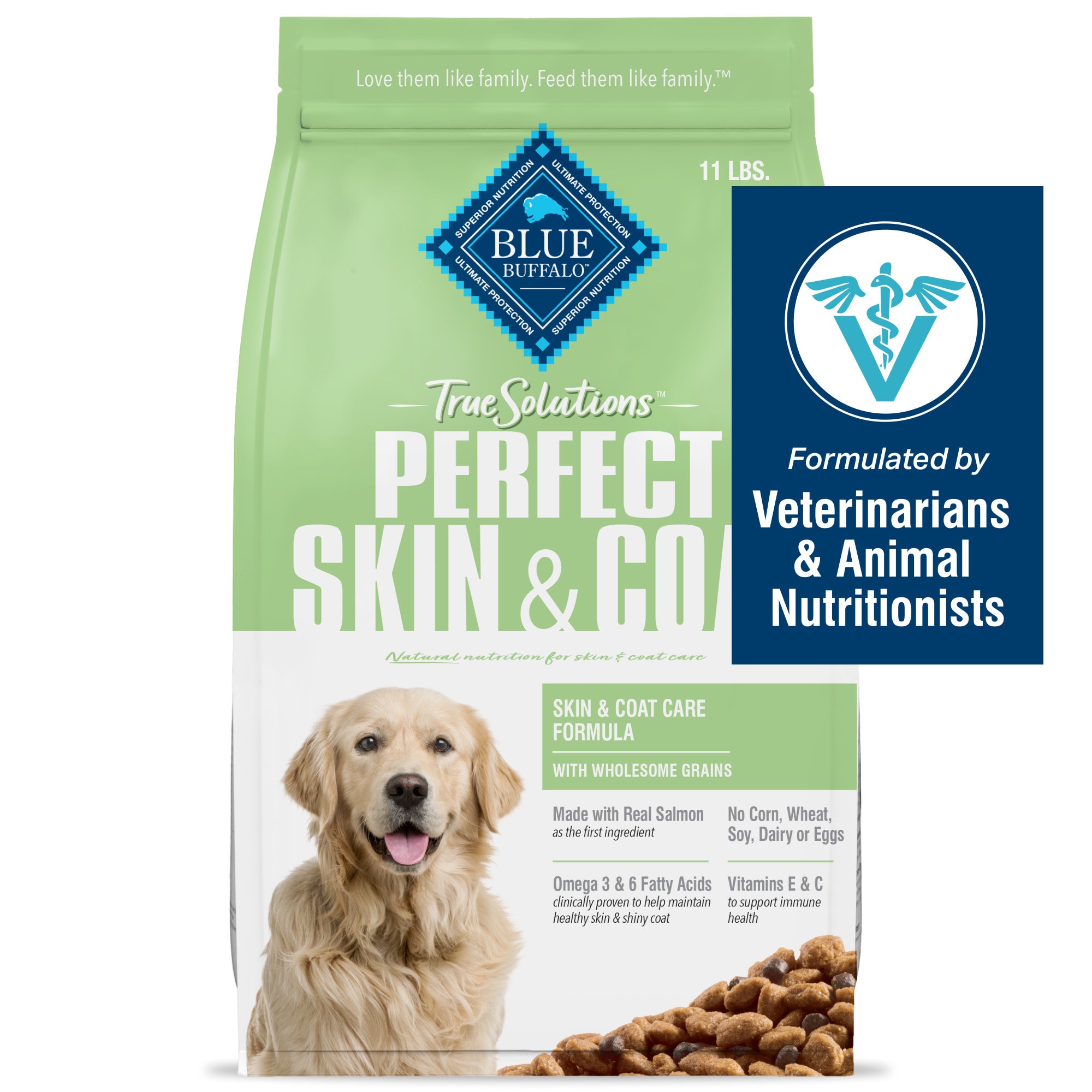 Blue Buffalo True Solutions Perfect Skin & Coat Natural Salmon Adult Dry Dog Food, 11 lbs -  802859