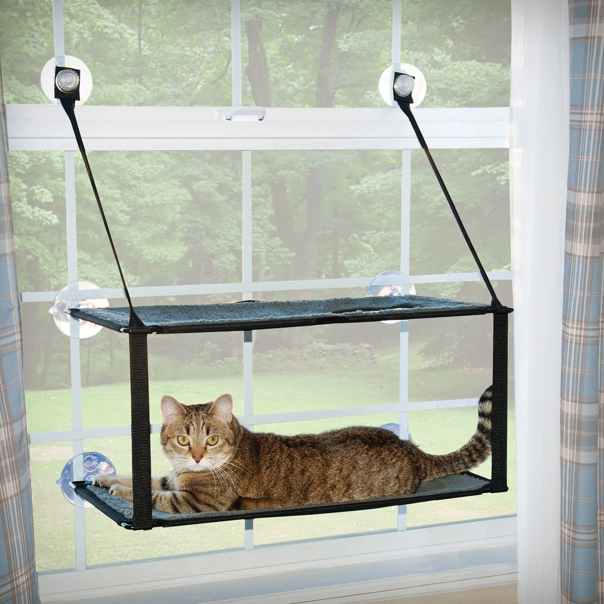 Photos - Other for Cats K&H EZ Mount Grey Window Double Stack Kitty Sill, 12" L X 23" W, 12 IN 