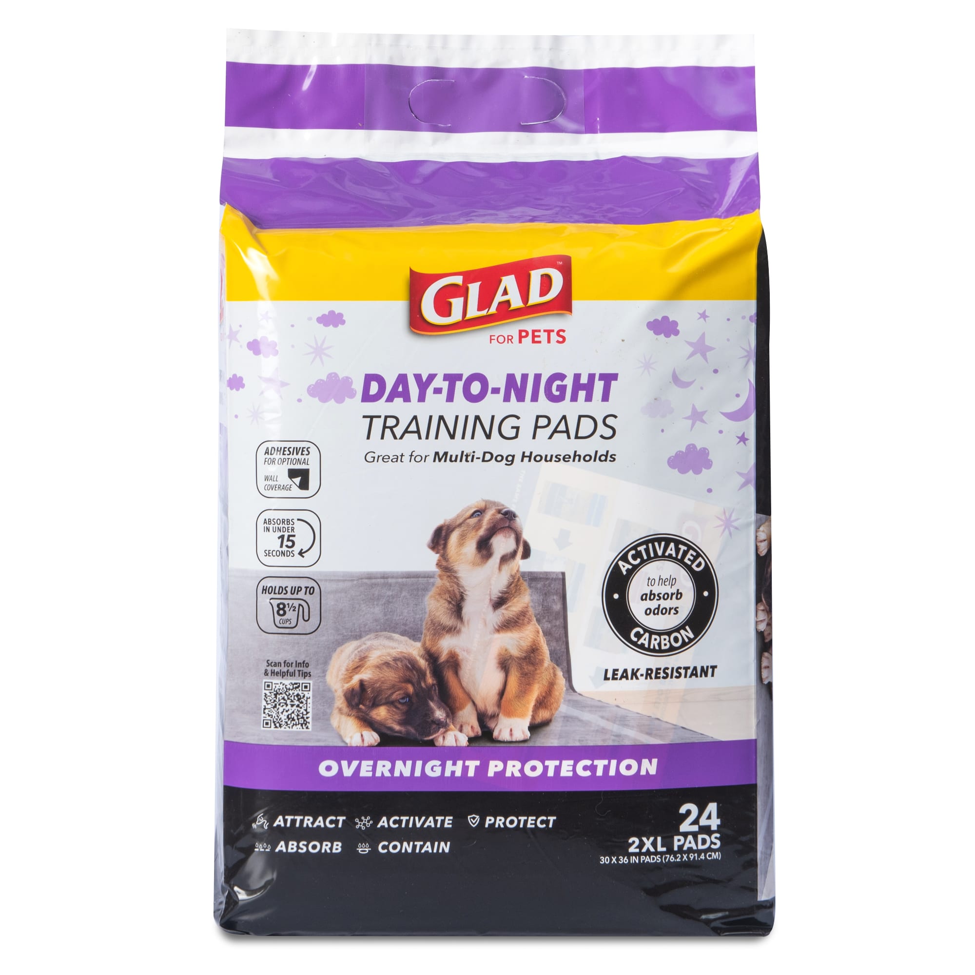 Glad for Pets Activated Carbon Training Pads Giant Size - 24 Pack