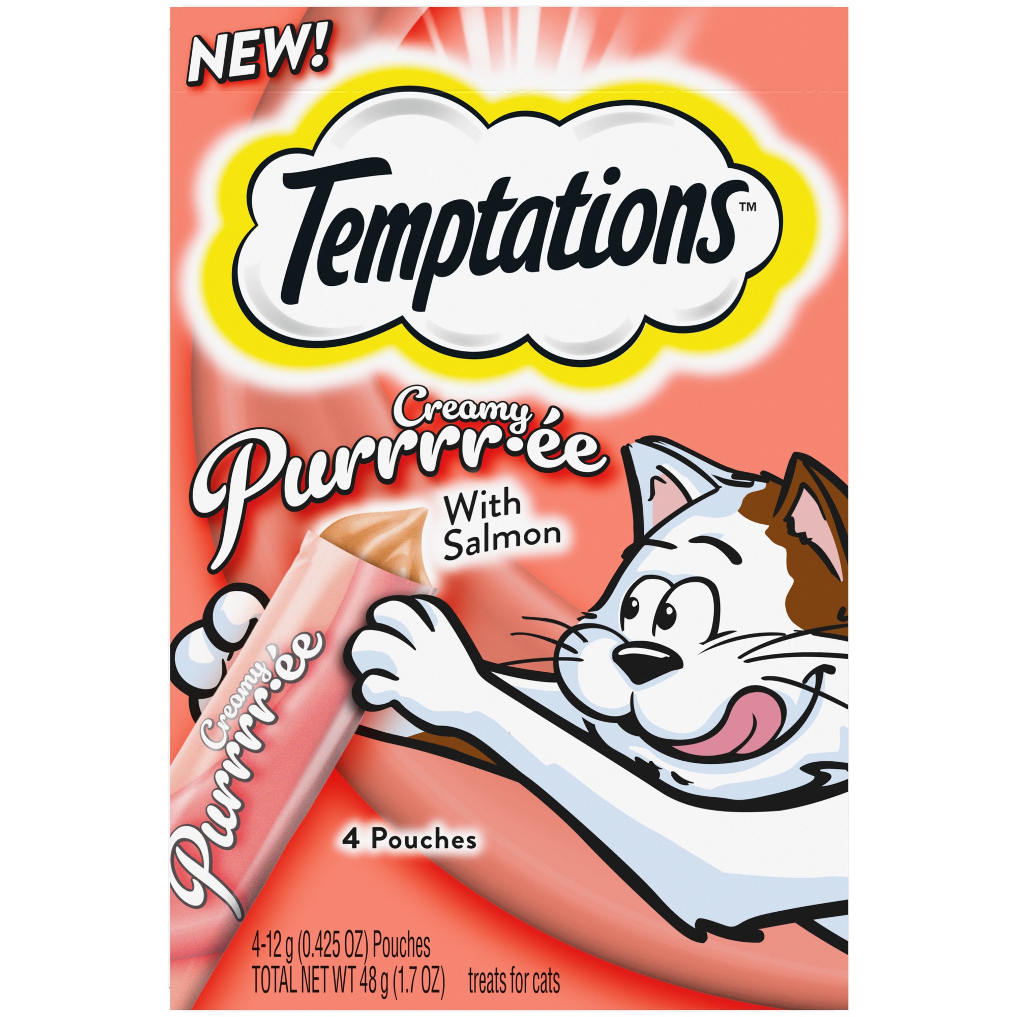 Photos - Cat Food Temptations Creamy Puree with Salmon Lickable, Squeezable Cat 