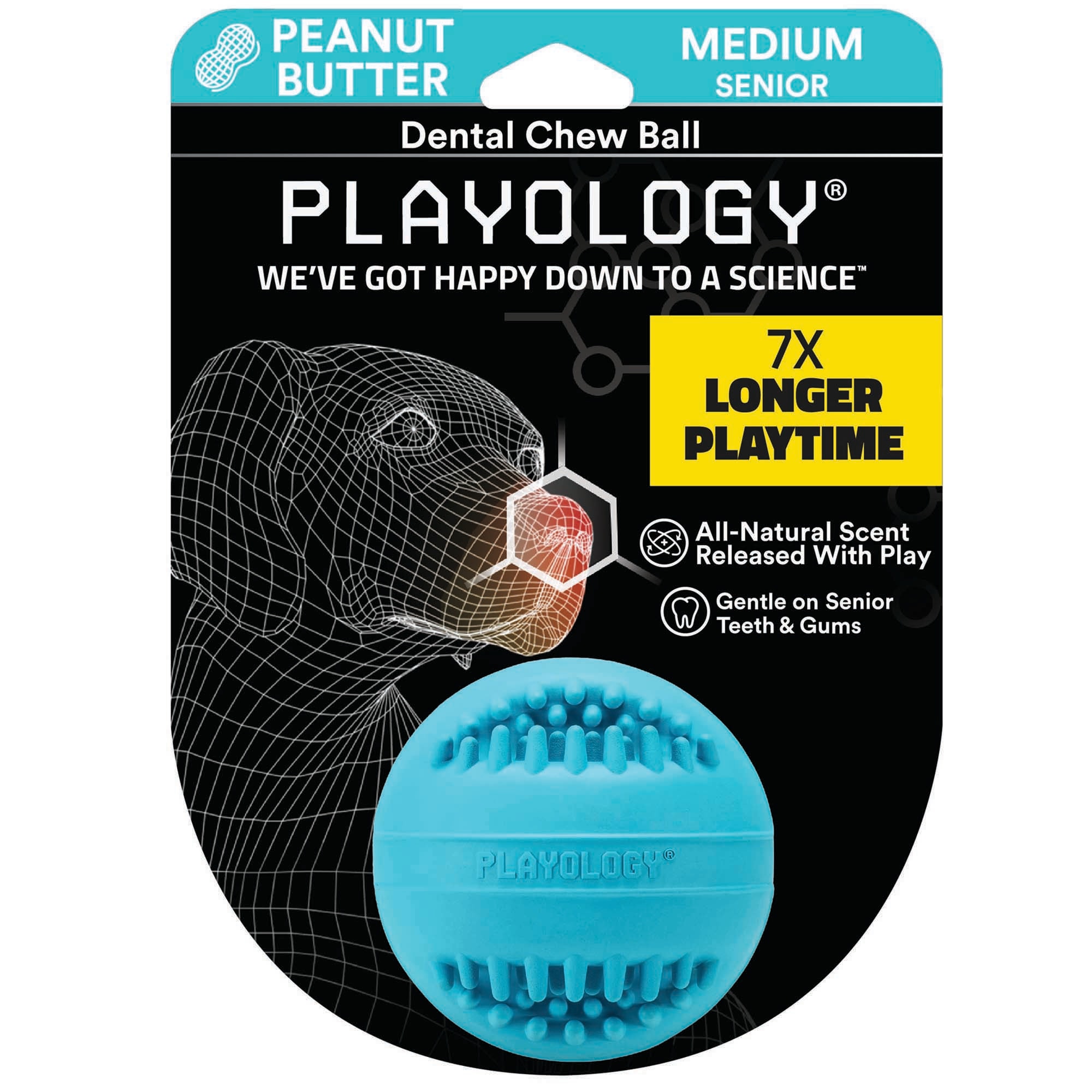Photos - Dog Toy Playology Peanut Butter Scent Dental Chew Ball , Medium, 