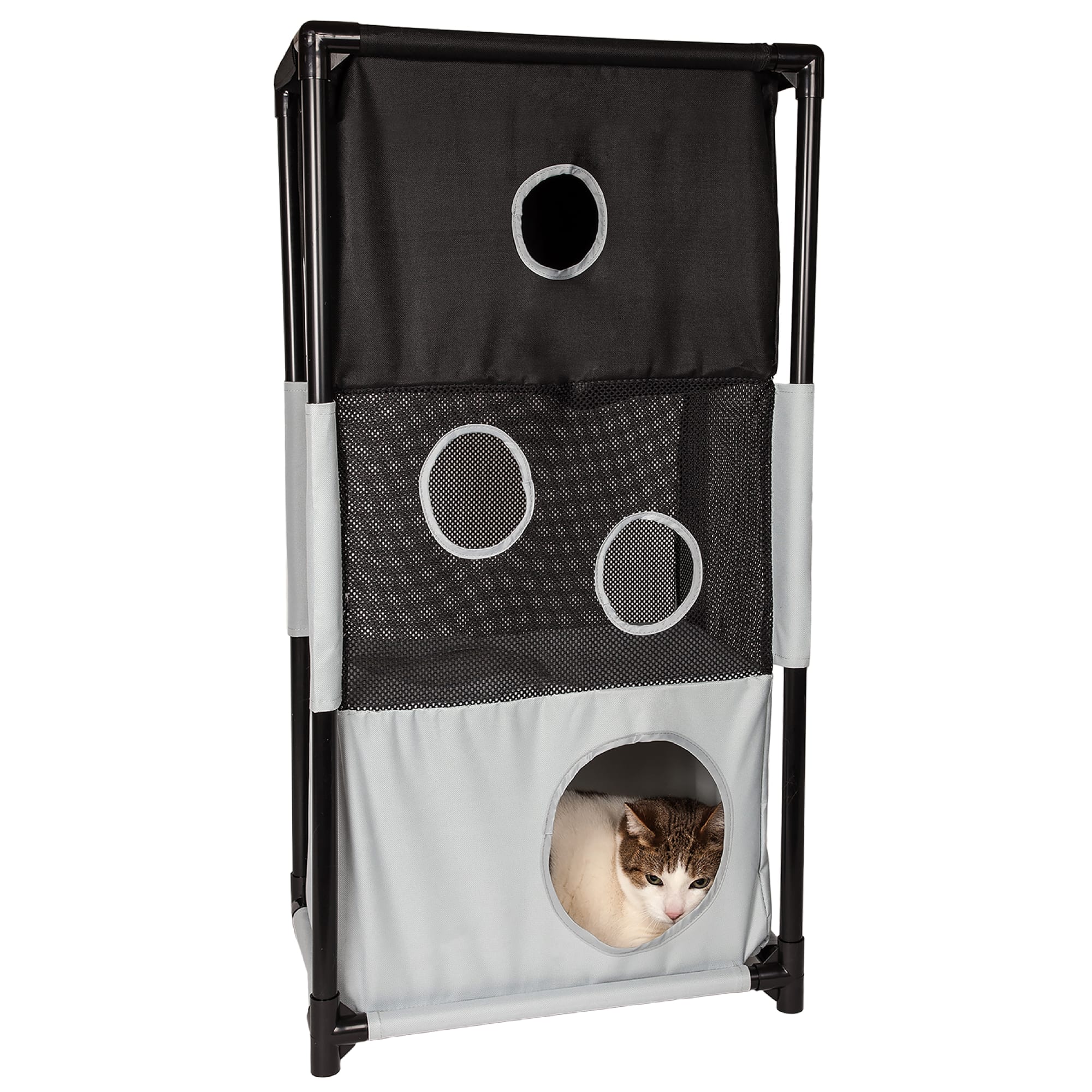 Photos - Other for Cats Pet Life Black Square Obstacle Soft Folding Sturdy Play-Active Co 