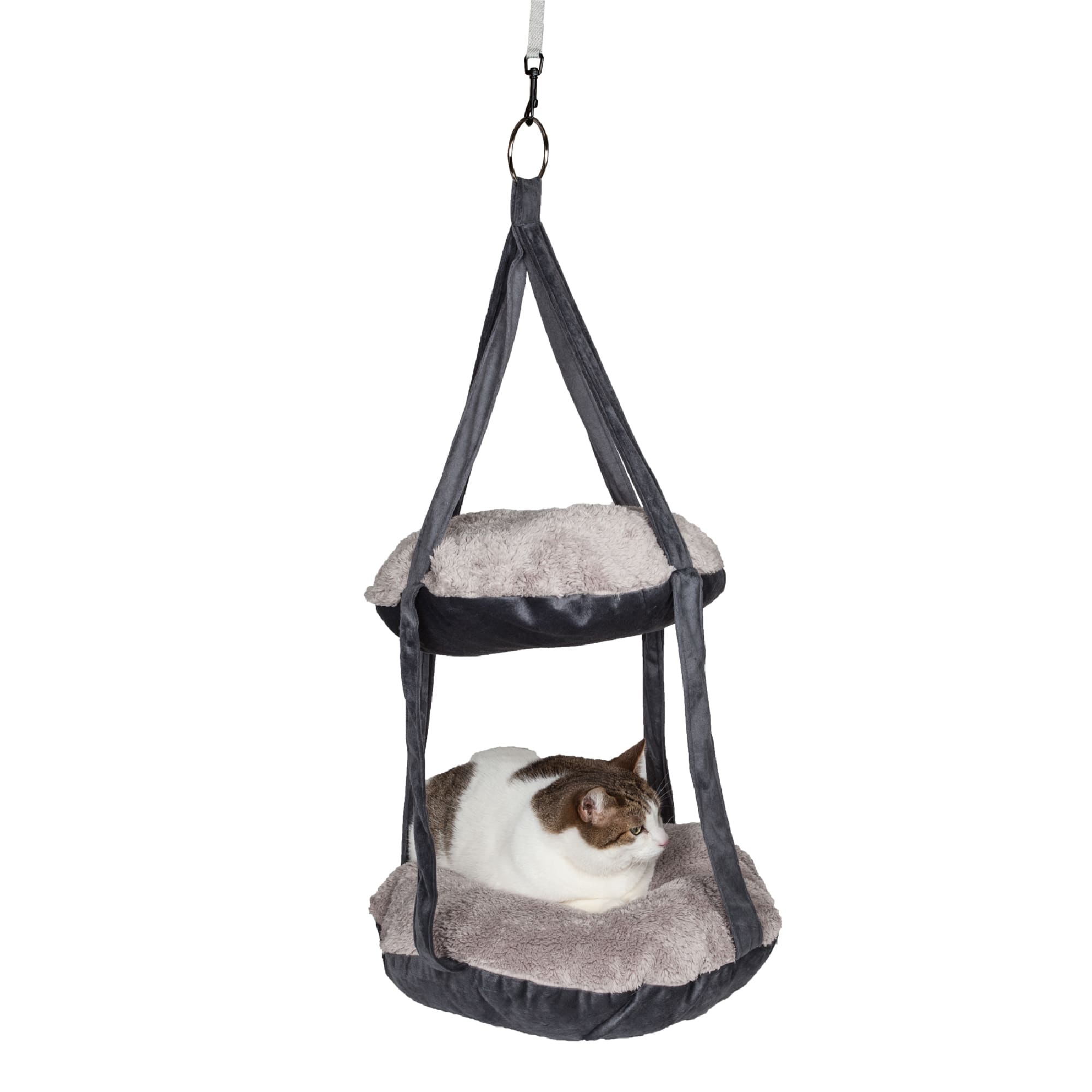 Photos - Cat Bed / House Pet Life Grey Kittyhaus Dual-Lounger Kitty Pillow Hammock Lounge, 