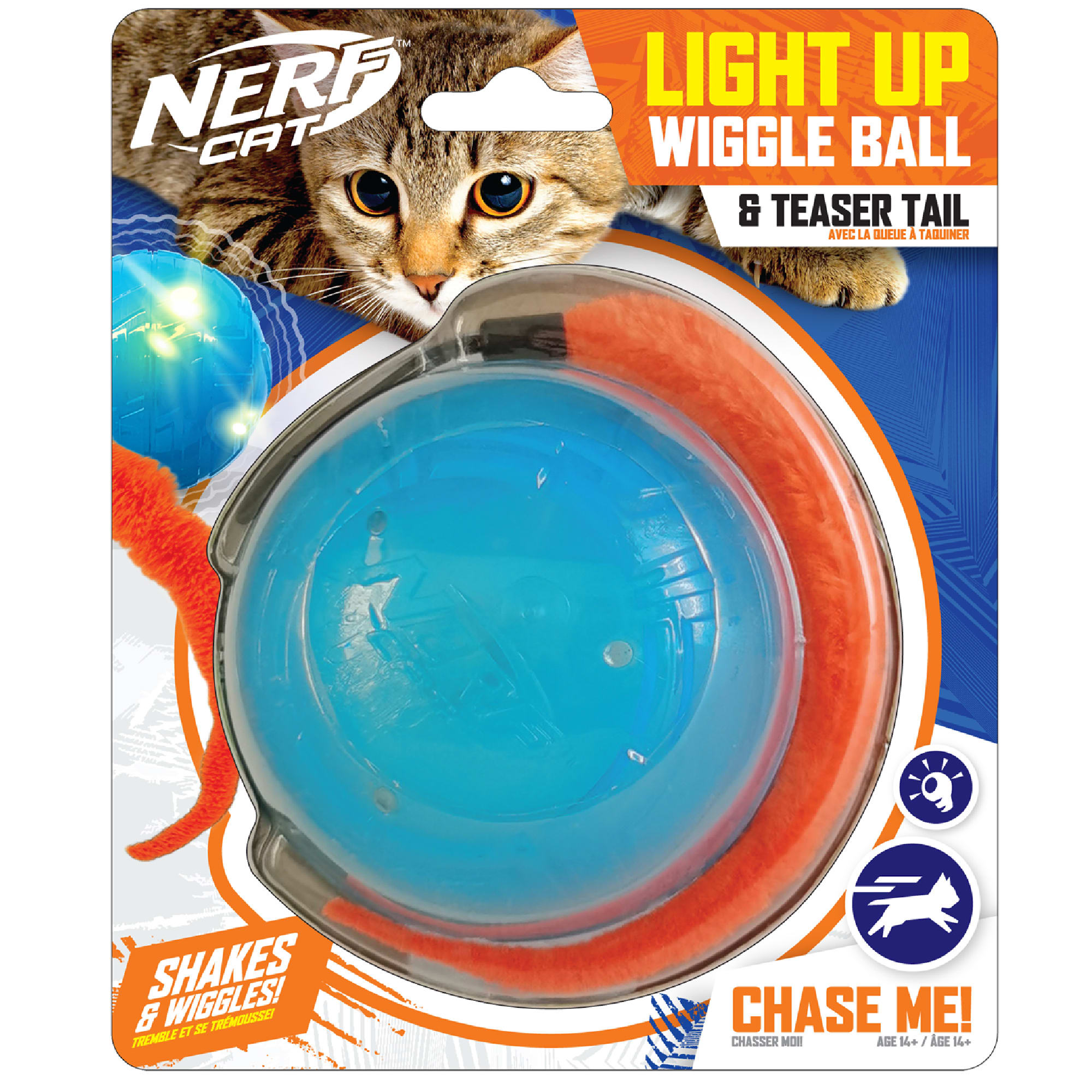 Photos - Cat Toy NERF Wiggle LED Ball with Tail , Small, Blue / Orange NC-7907 