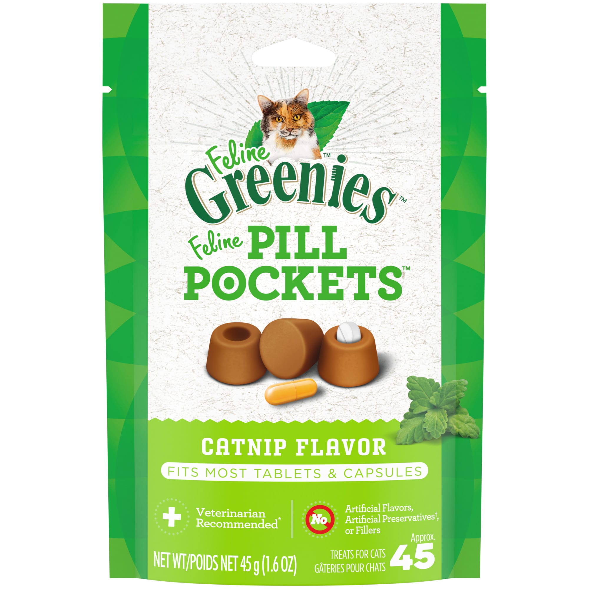 Photos - Cat Food Greenies Pill Pockets Catnip Flavor Natural Soft Cat Treats, 1.6 
