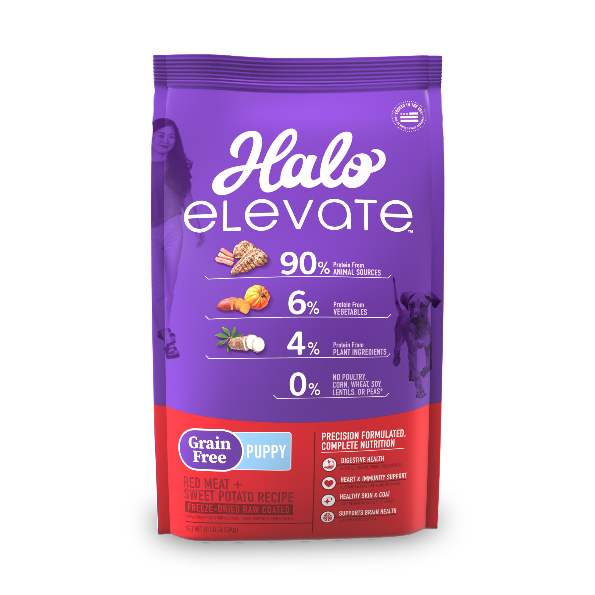 Halo Elevate Dog Grain Free Puppy Red Meat Recipe Dry Food, 10 lbs -  54210