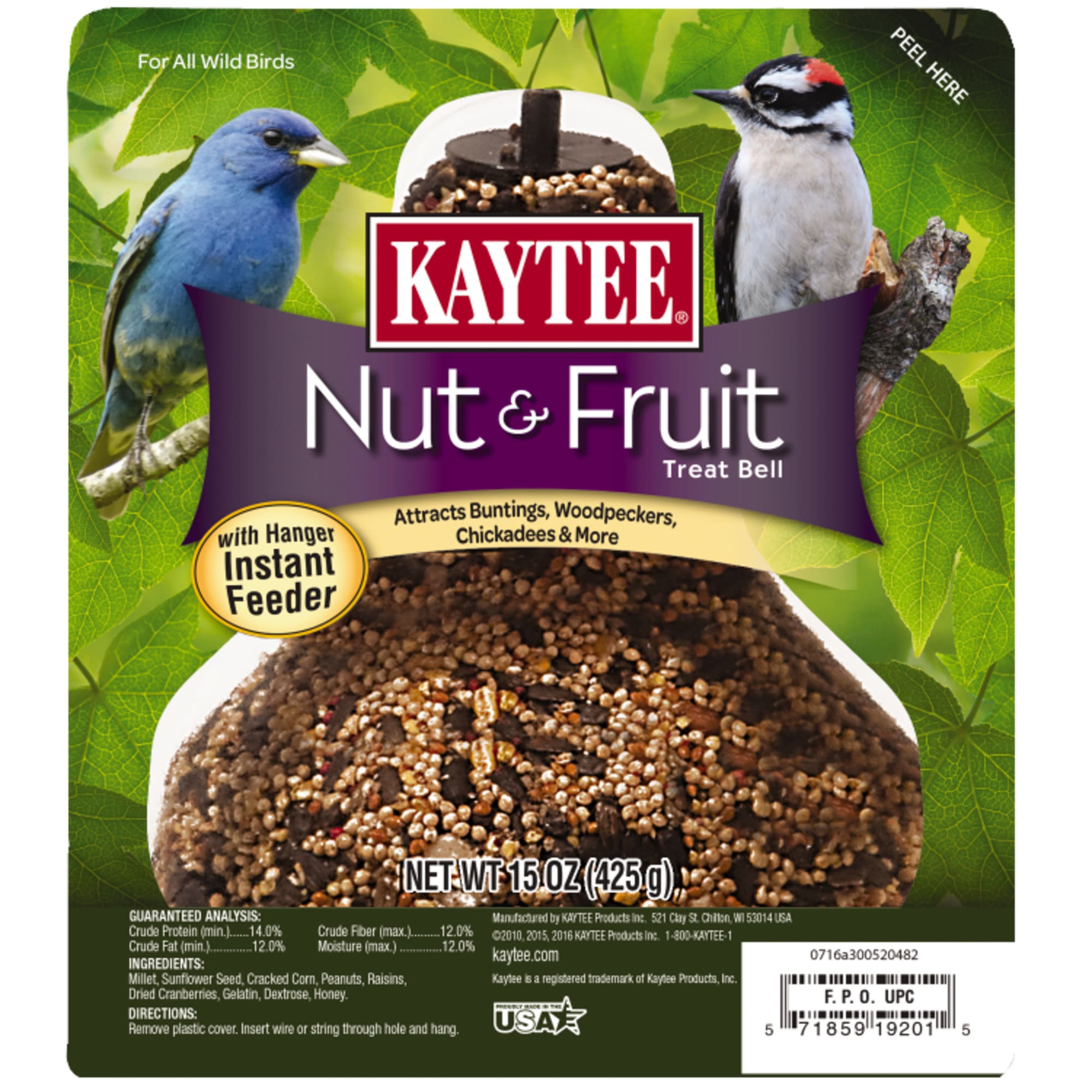 Photos - Bird Food Kaytee Nut And Fruit Wild Bird Seed Bell, 15 oz. 100064693 