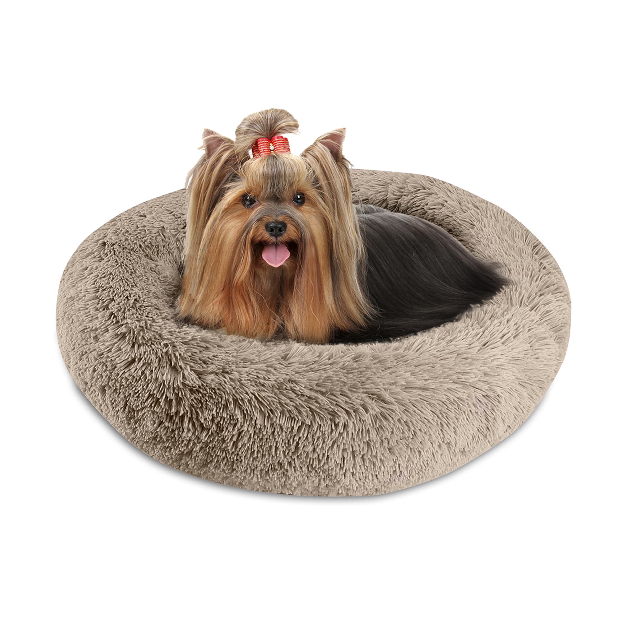 Photos - Dog Bed / Basket Pet Napper Pet Napper Taupe Donut Dog Bed, 22" L X 22" W X 8" H, Small, Br