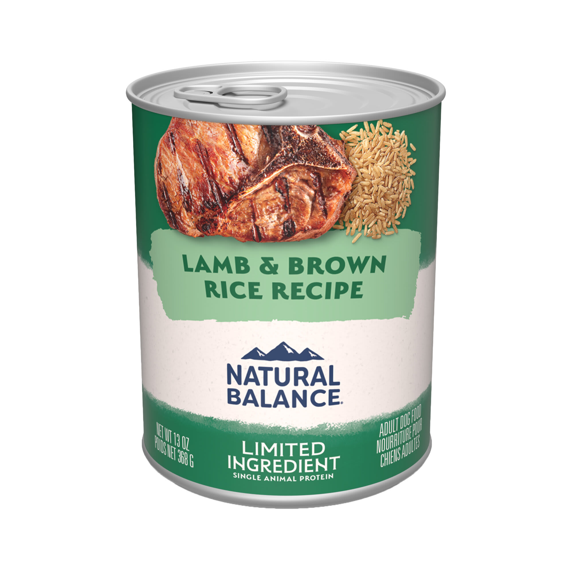 Natural Balance Limited Ingredient Adult Wet Canned Dog Food with Healthy Grains Lamb & Brown Rice Recipe, 13 oz., Case of 12, 12 X 13 OZ, 12-Pack