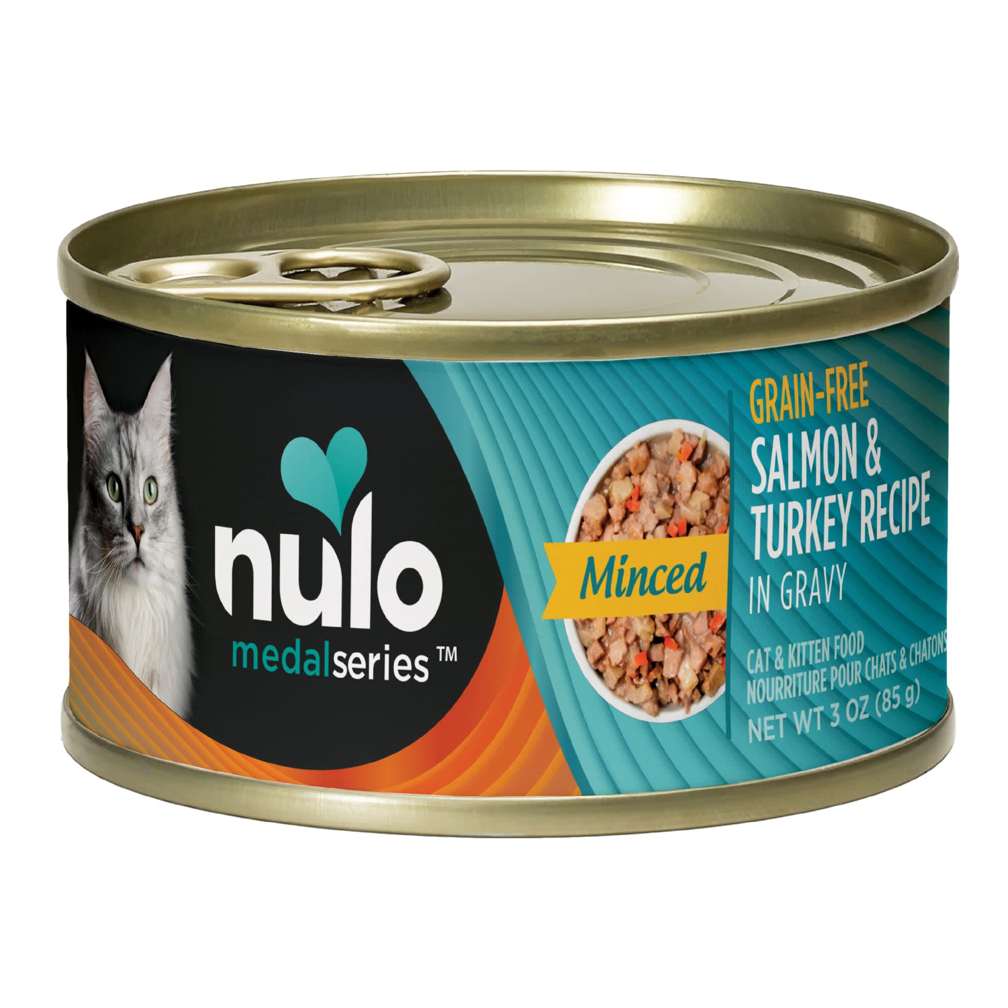 Nulo MedalSeries Grain-Free Minced Salmon & Turkey Wet Cat Food, 3 oz., Case of 24, 24 X 3 OZ -  83MS03-CS