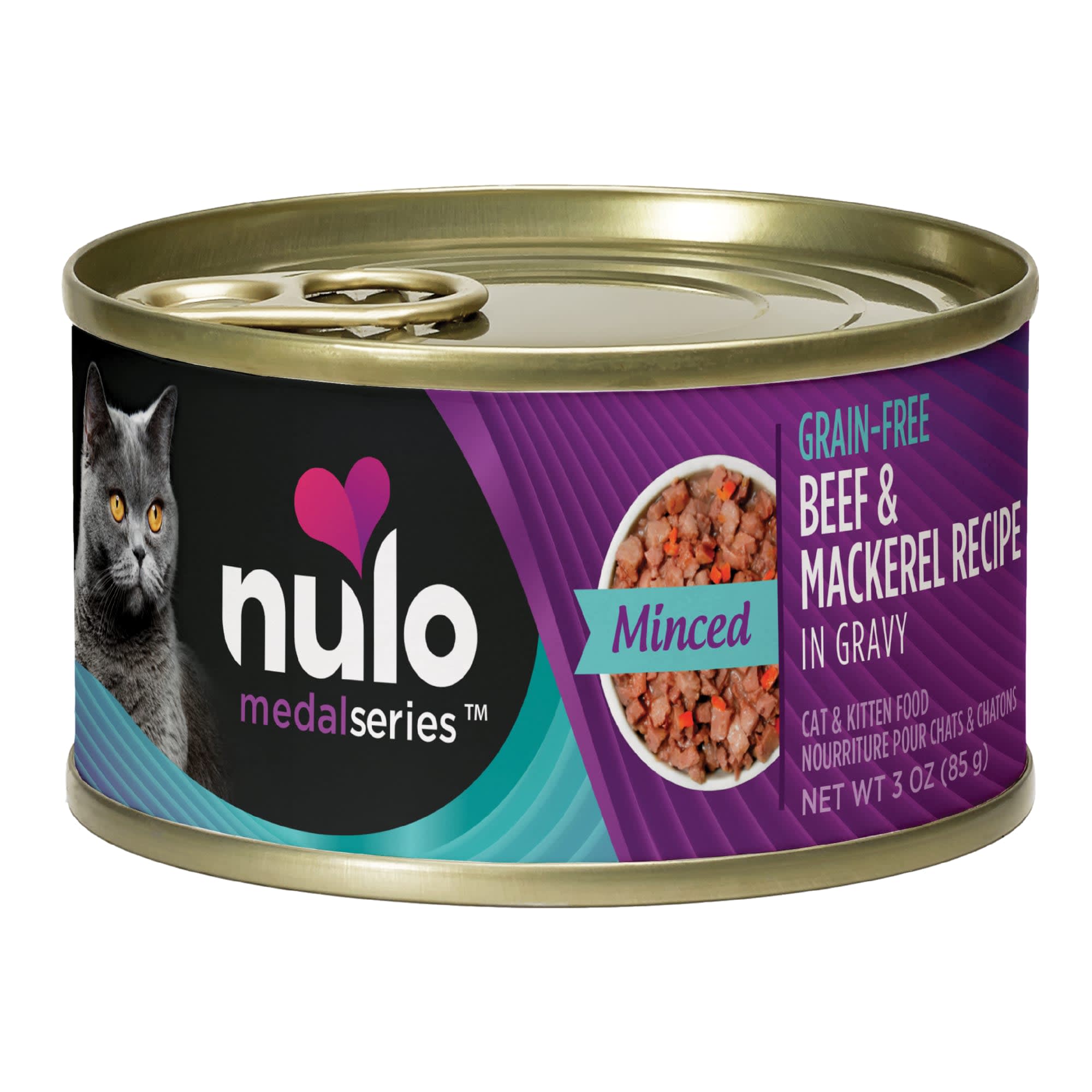 Nulo MedalSeries Grain-Free Minced Beef & Mackerel Wet Cat Food, 3 oz., Case of 24, 24 X 3 OZ -  83MB03-CS