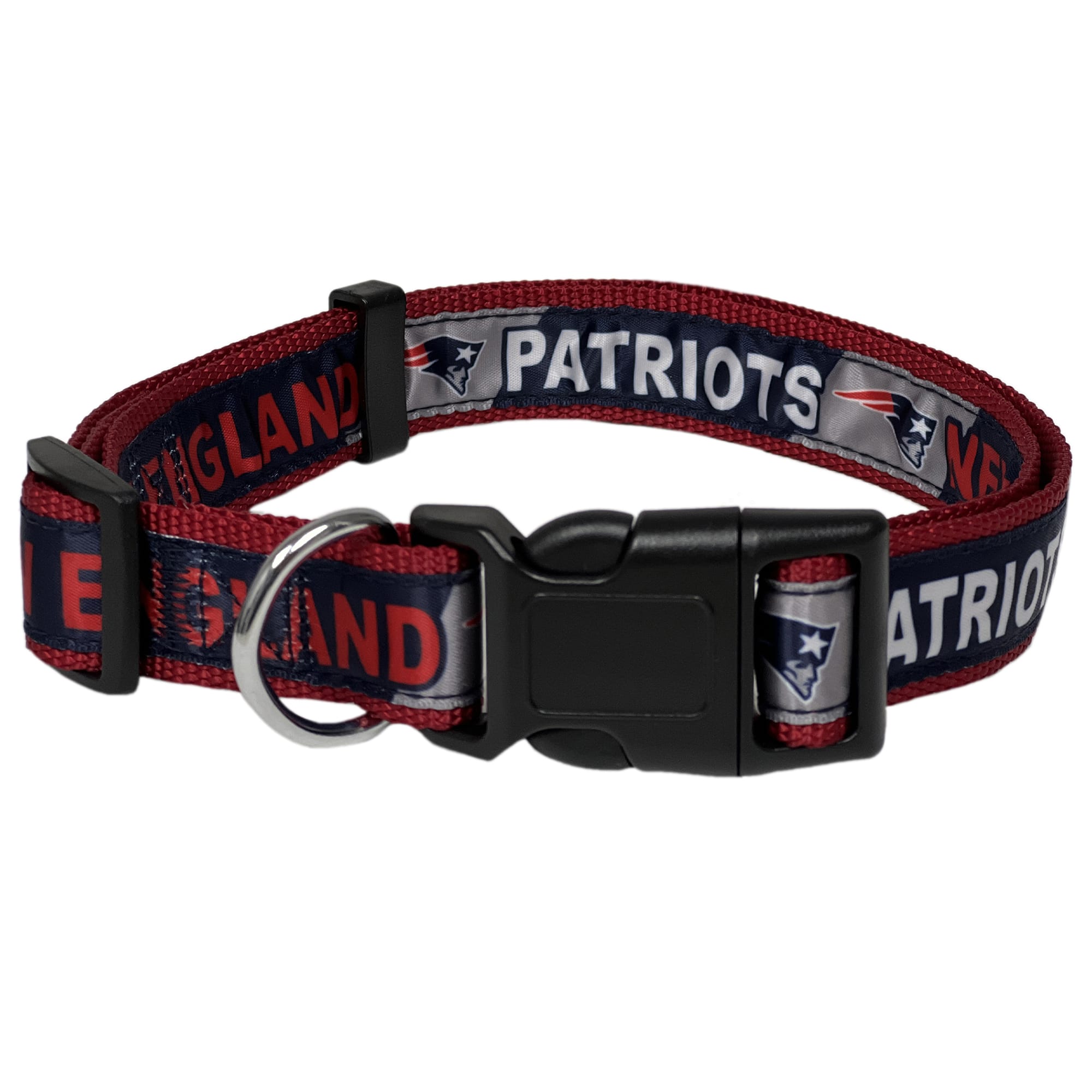 Pets First New England Patriots Satin Dog Collar, Large, Red -  NEP-3588-LG