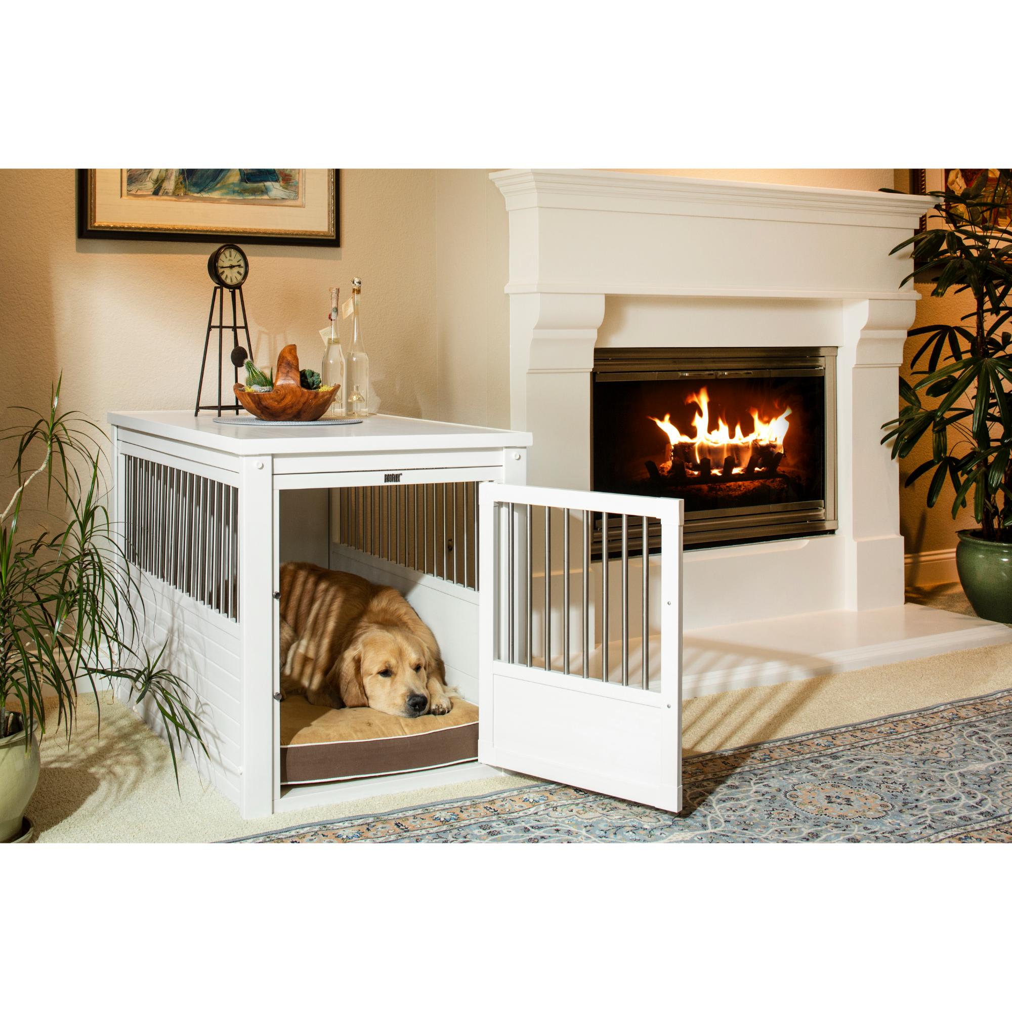 Photos - Other for Dogs New Age Pet InnPlace Antique White Crate, X-Large, White / Bla 