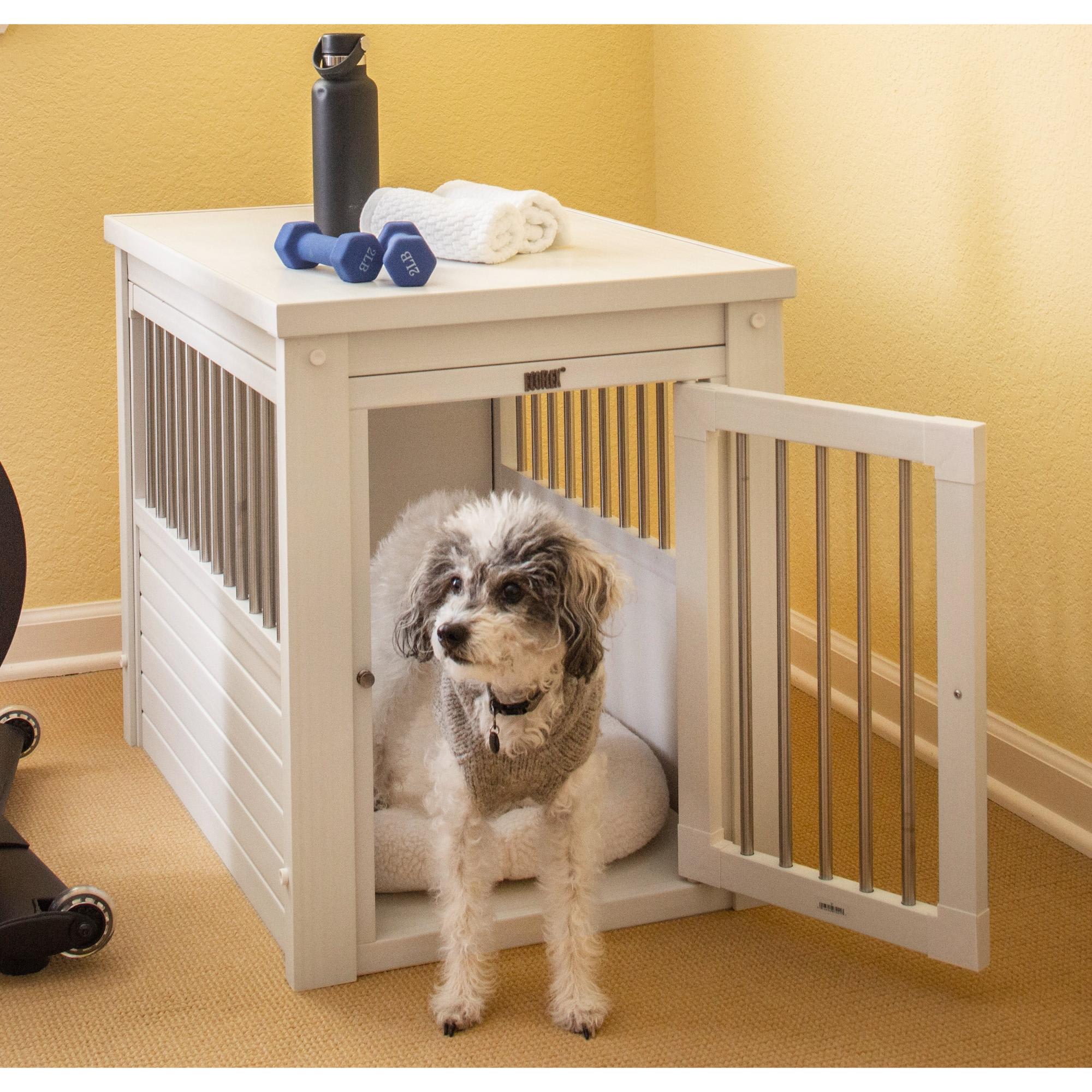 Photos - Other for Dogs New Age Pet InnPlace Antique White Crate, Medium, White / Blac 