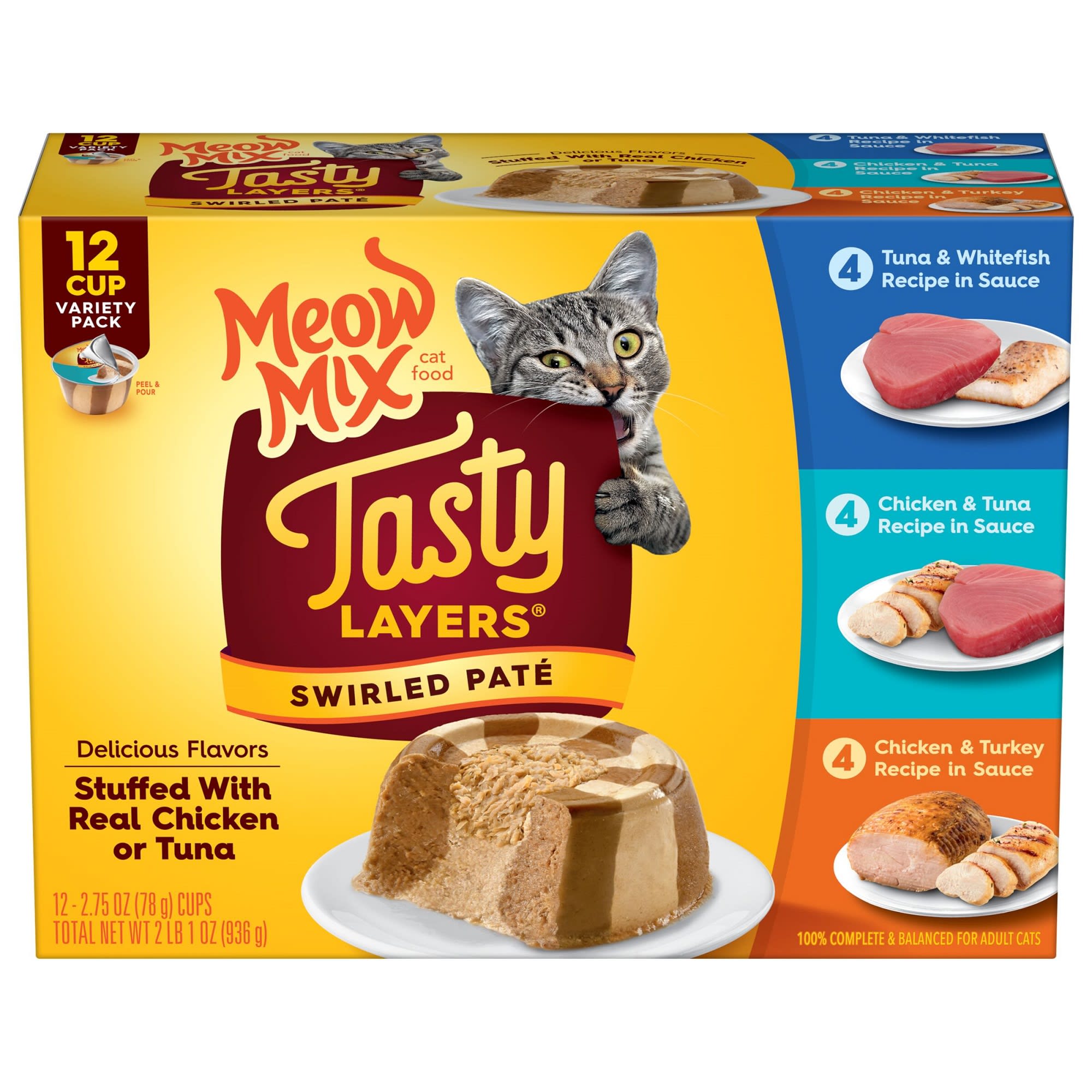 Photos - Cat Food Meow Mix Tasty Layers Swirled Pate  Variety Pack, 2.75 oz 
