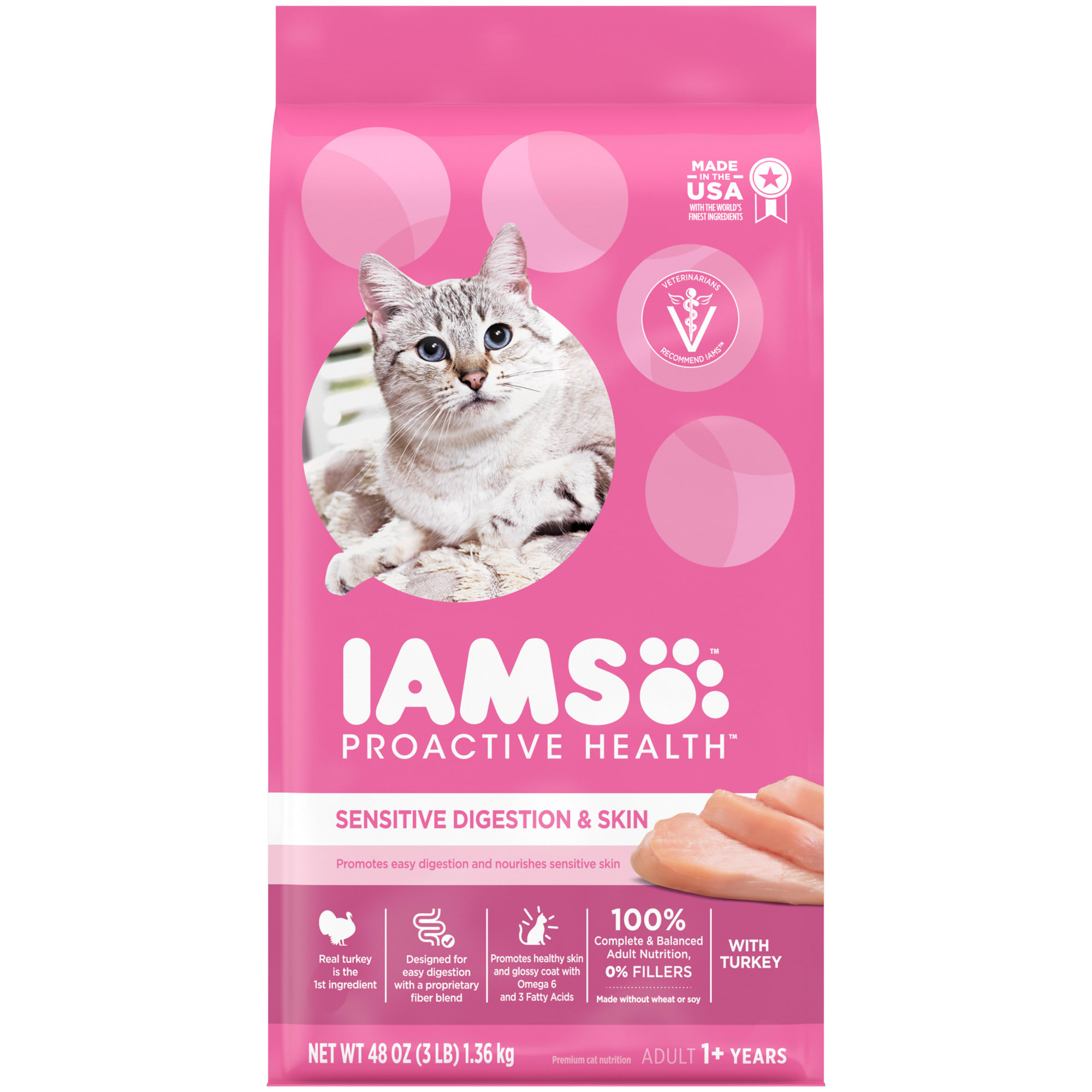 UPC 019014805105 product image for Iams ProActive Health Sensitive Digestion & Skin Turkey Adult Dry Cat Food, 3 lb | upcitemdb.com