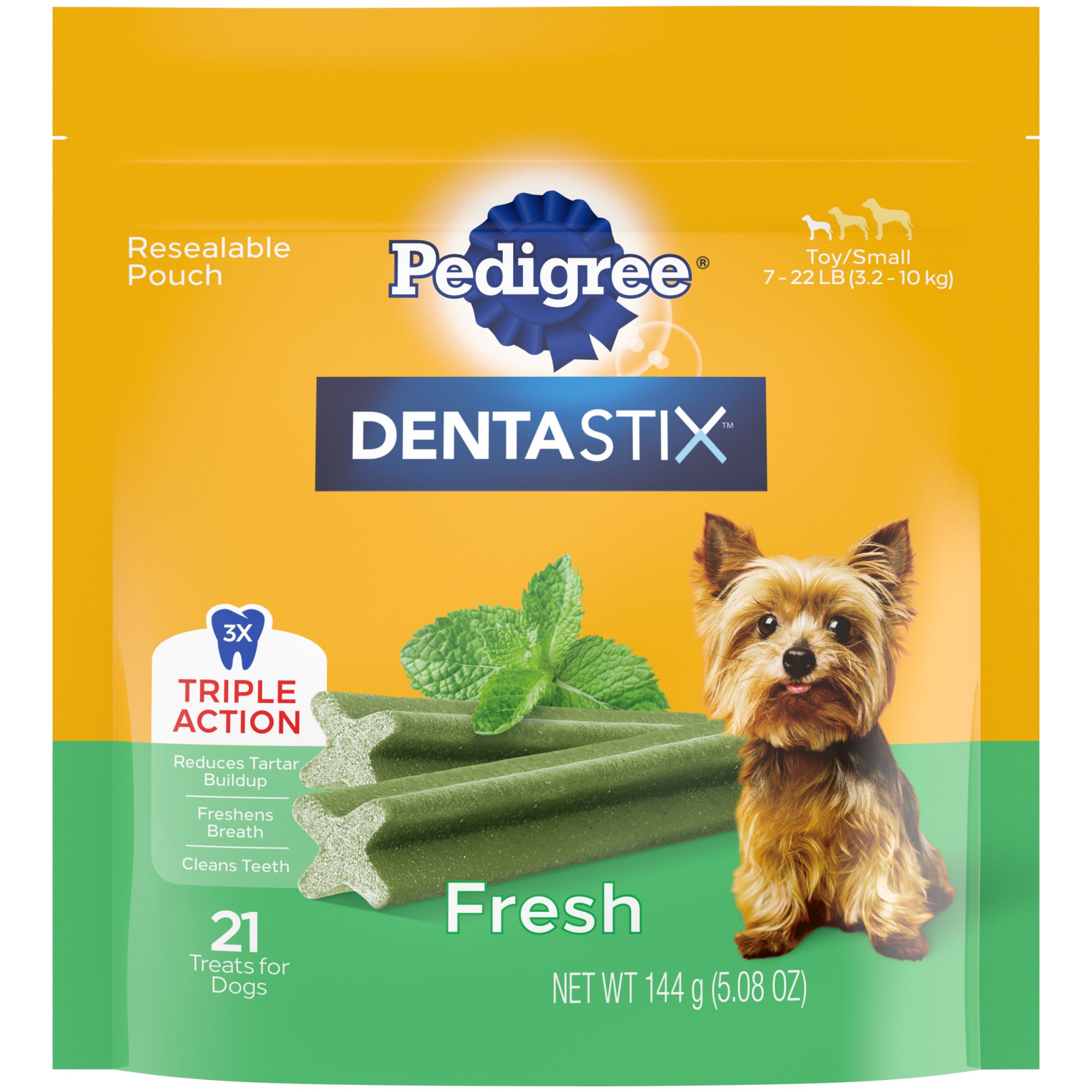 Pedigree Dentastix Fresh Flavor Bones Toy/Small Dog Dental Treats, 5.08 oz., Count of 21 -  10236850