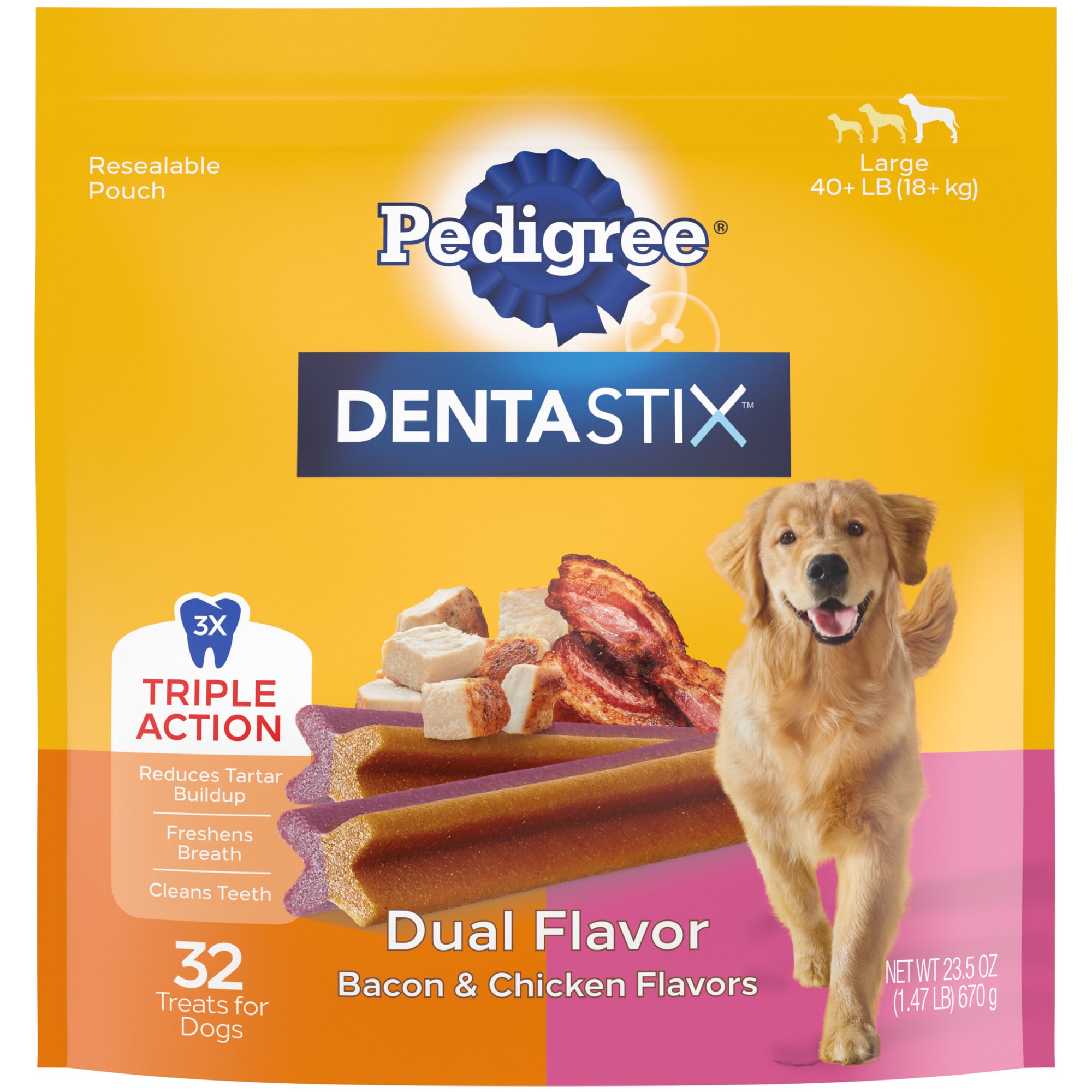 Photos - Dog Food Pedigree Dentastix Bacon & Chicken Dual Flavor Large Dog Dental T 