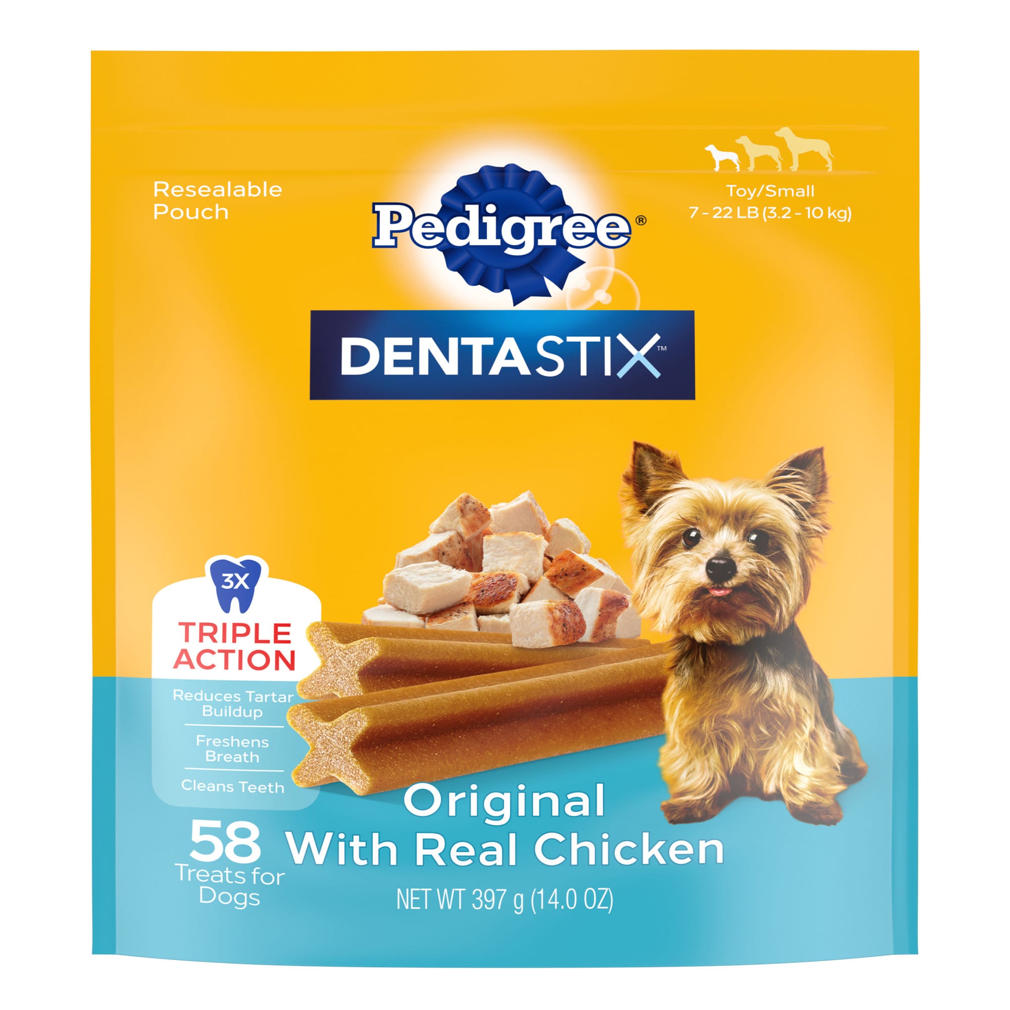 Pedigree Dentastix Original Flavor Bones Toy/Small Dog Dental Treats, 13.97 oz., Count of 58 -  10236887