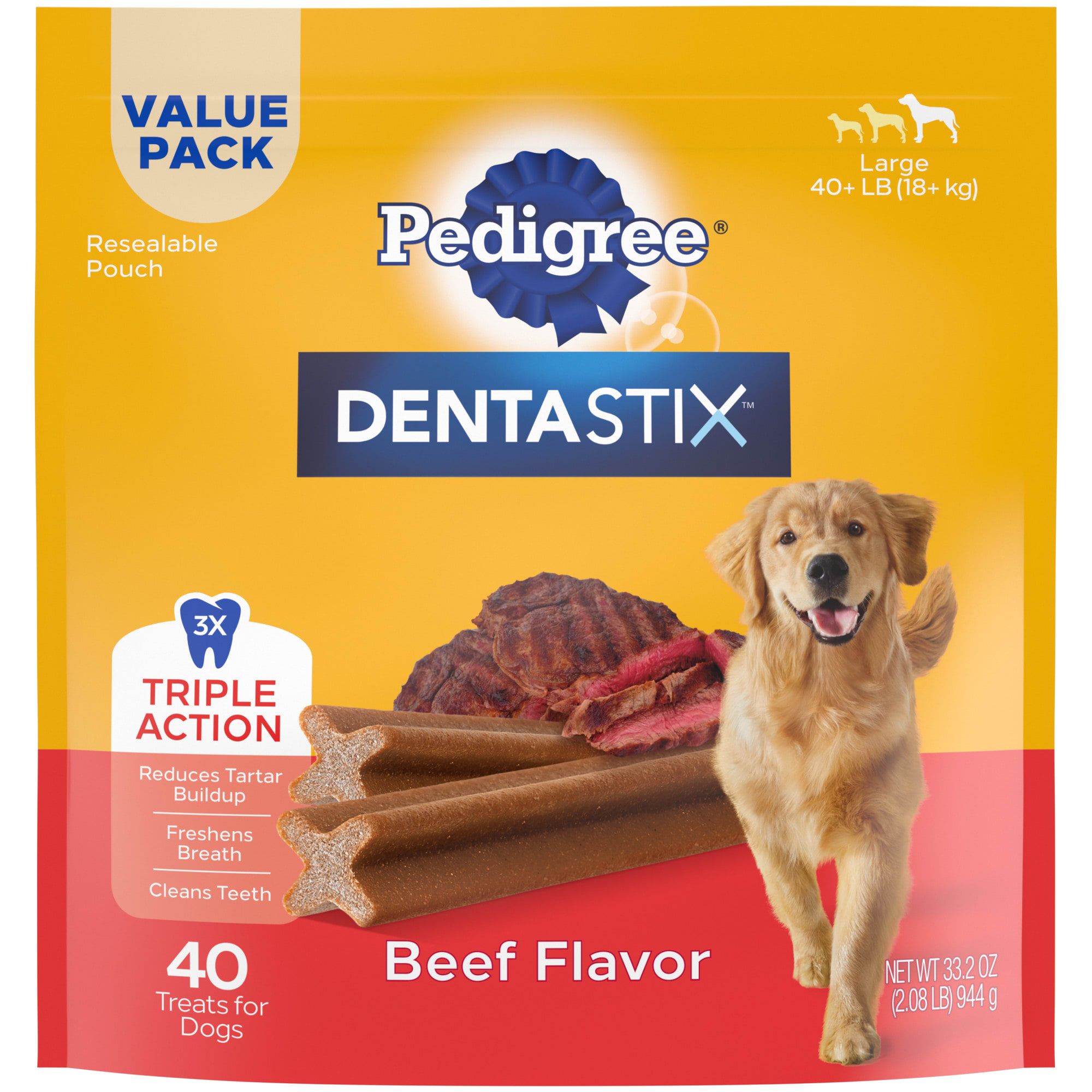 Photos - Dog Food Pedigree Dentastix Beef Flavor Bones Large Dog Dental Treats, 2.0 