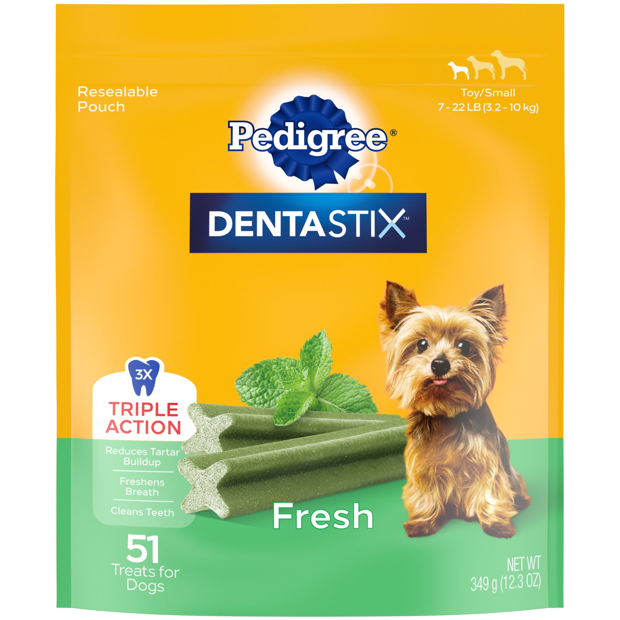 Pedigree Dentastix Fresh Flavor Bones Toy/Small Dog Dental Treats, 12.3 oz., Count of 51 -  10236873