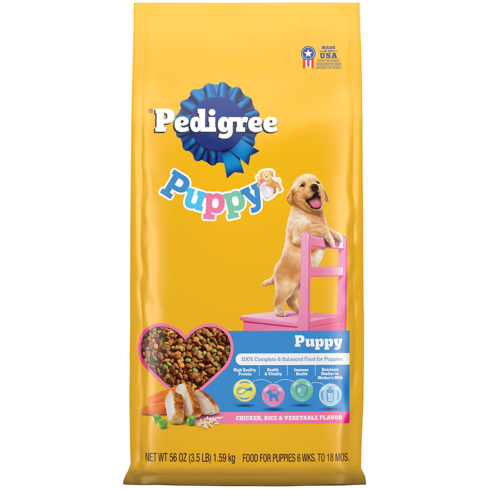 (BBD:10/15/25)Pedigree Puppy Growth & Protection Dry Dog Food Chicken & Vegetable Flavor  3.5 Lb Bag