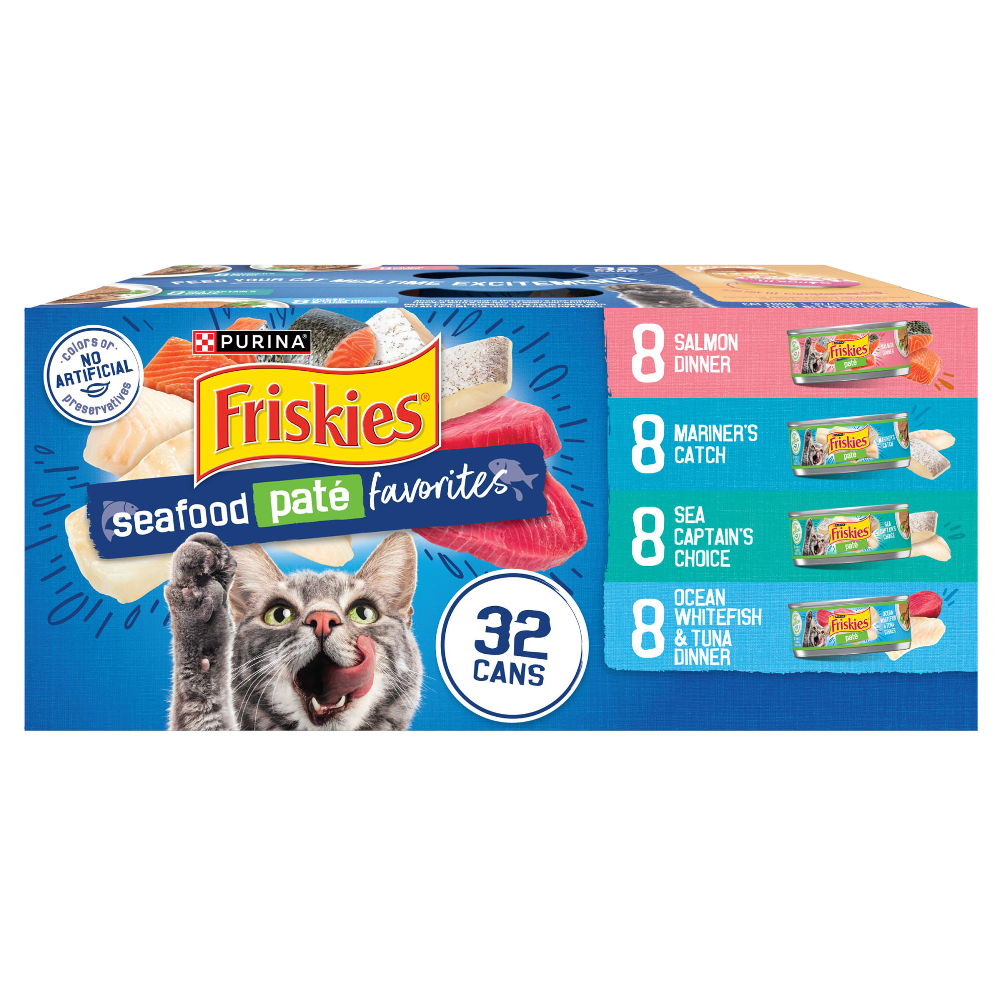 Friskies Seafood Favorites Wet Cat Food Pate Variety Pack, 5.5 oz., Count of 32